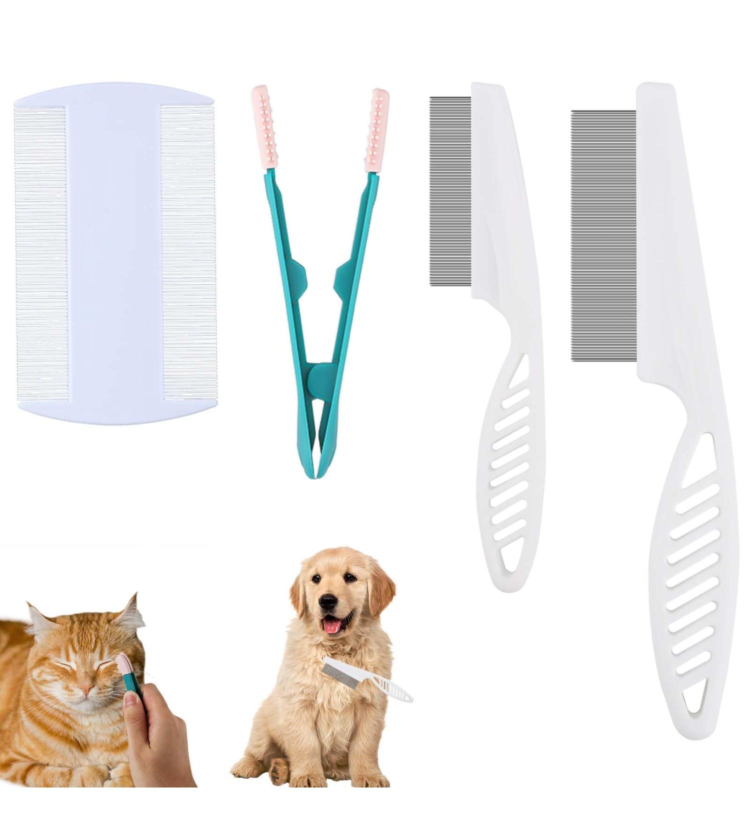 4 Pieces Animal Hair Comb Set - Magical Pet Flea Comb for Cats - Multi-functional Tear Stain & Fur Removal Tool - Buy Online on GoSupps.com