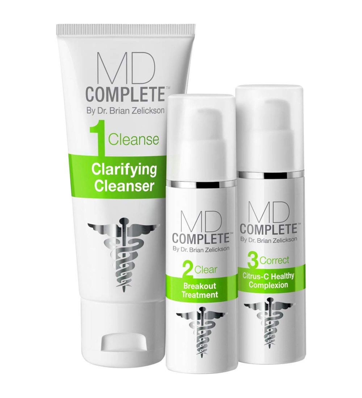 MD Complete 3-Step Professional Acne Clearing System | Salicylic Acid Benzoyl Peroxide Treatment Retinol Serum - Clear Acne Fast - Buy Online on GoSupps.com