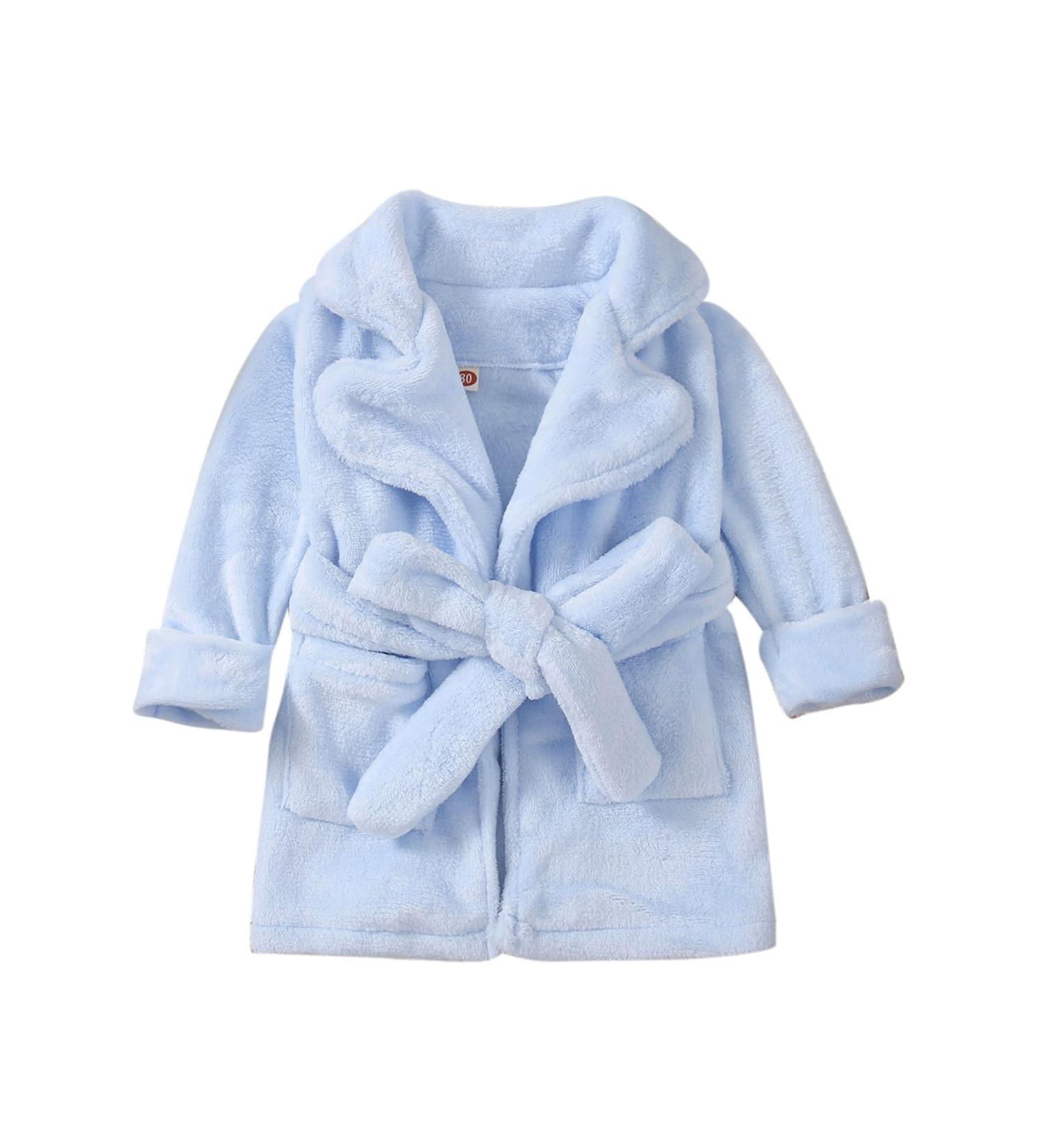 Soft Flannel Jelly Baby Bathrobe for Boys & Girls | Toddler Nightwear & Pajamas (3-4 Years) - Light Blue - Buy Online on GoSupps.com