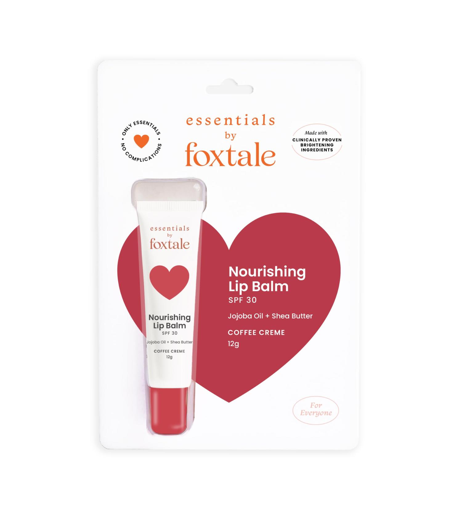 Foxtale Essentials Coffee Creme Nourishing Lip Balm with SPF 30 Jojoba Oil and Shea Butter for Soft and Plump Lips Overnight Brightens & Depigments Petroleum Free Formulation Men & Women - 12g - Buy Online on GoSupps.com