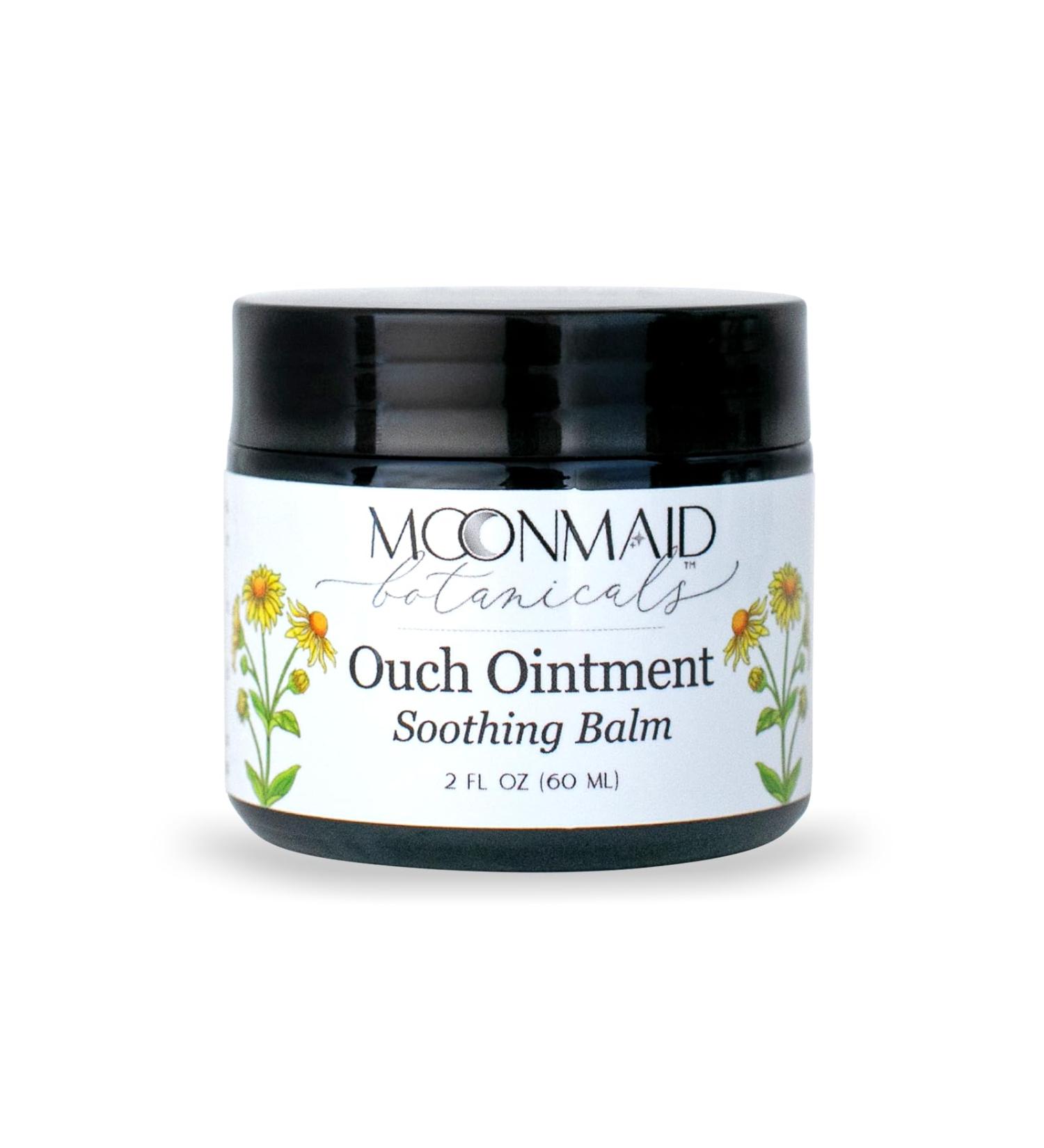 MoonMaid Botanicals Ouch Healing Ointment 2oz | Soothing Balm for Tired Muscles Itchy Skin Minor Discomforts | Blend of Calendula Comfrey Arnica Infused in Organic St. John s Wort & Olive Oil