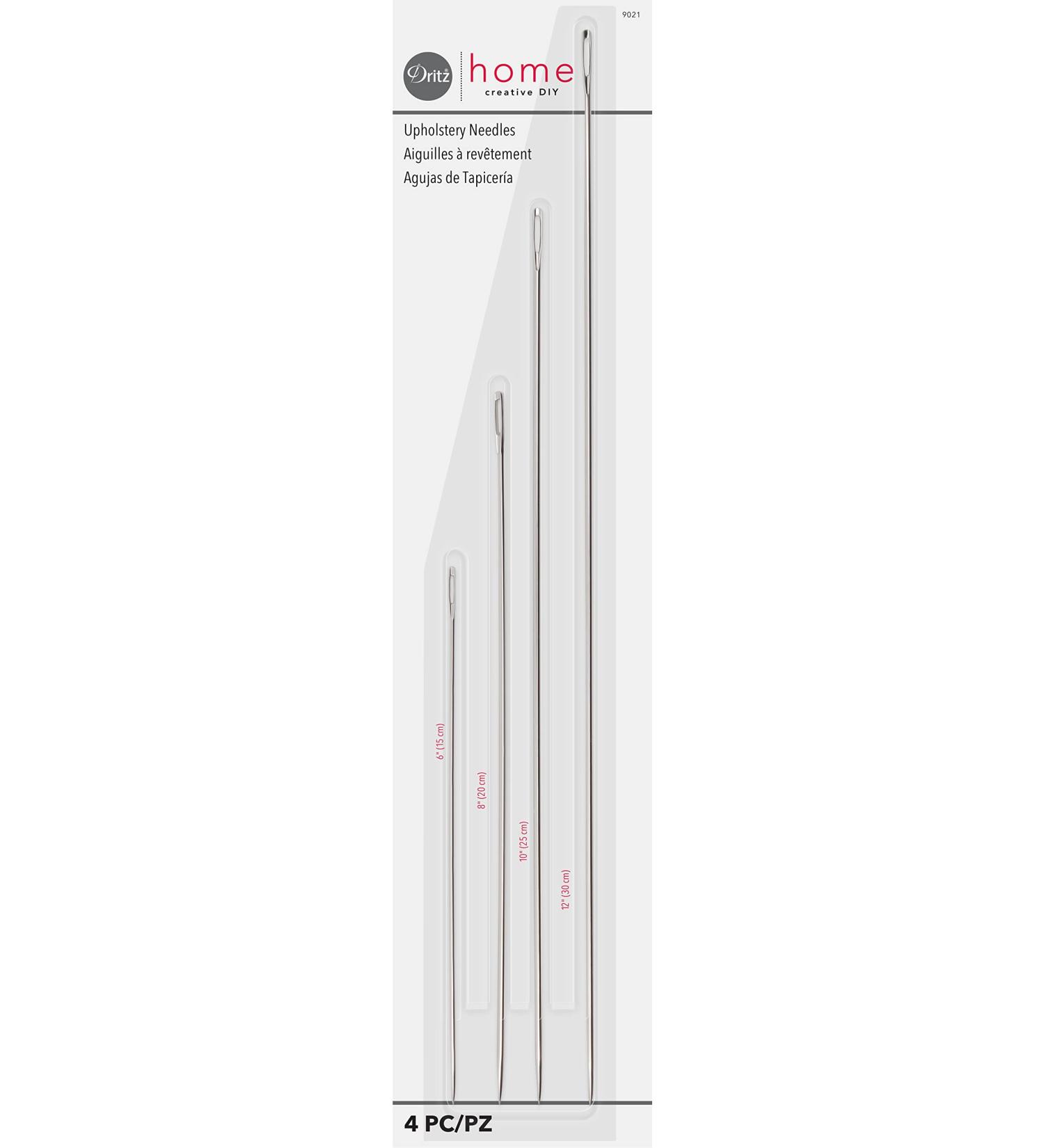 Dritz Home 9021 Long Straight Upholstery Hand Needles, Size 6, 8, 10 & 12-Inch (4-Piece)