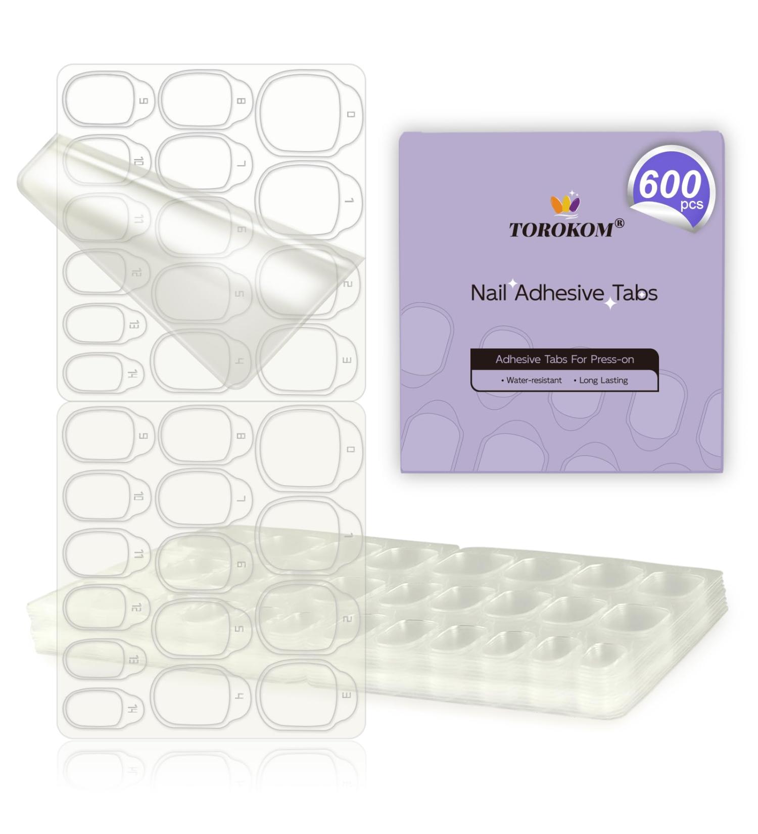  TOROKOM 300P Nail Adhesive - TOROKOM Transparent Double Sided Nail Jelly Gel Tape for Nail Art Manicure Easy to Apply and Remove (Nail-600PCS) - Buy Online on GoSupps.com