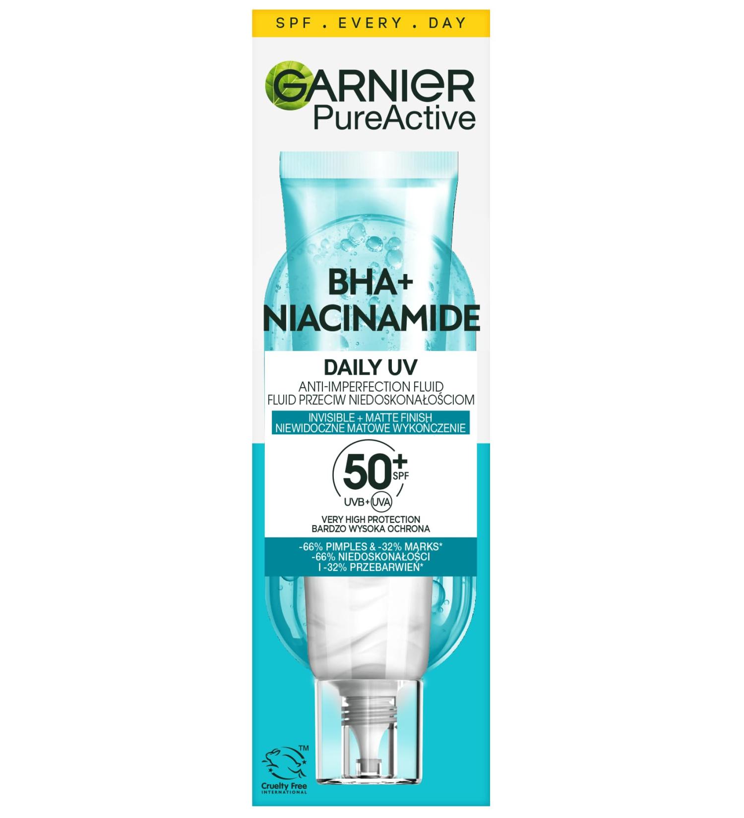 L'Oreal Garnier Pure Active BHA + Niacinamide Antiblemish Liquid SPF50+ 40 ml