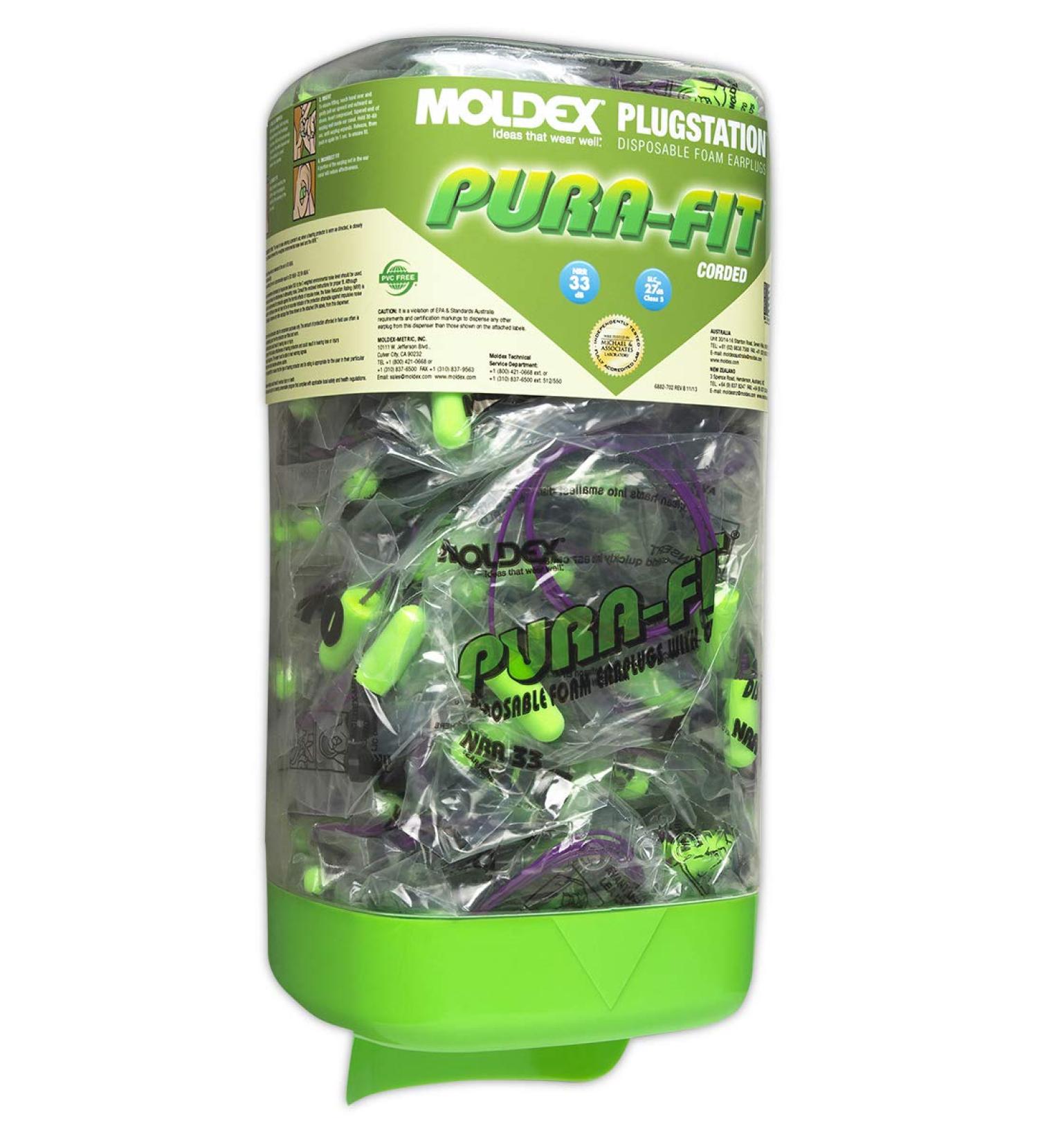Moldex 6882 PlugStation Corded Earplug Dispenser 150 Pairs Standard Green/Blue (Pack of 150)