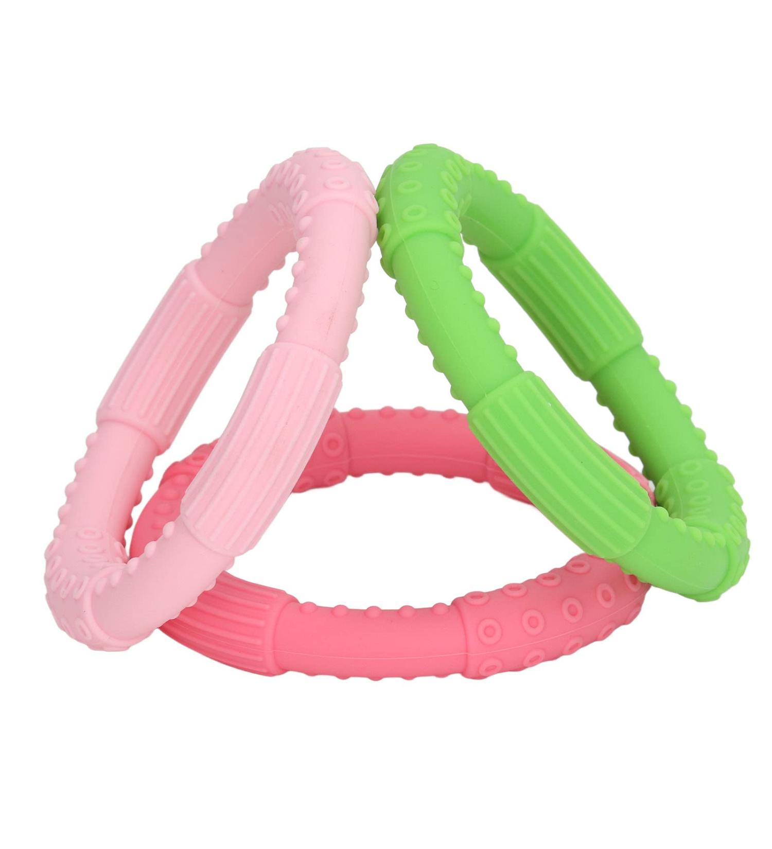 3pcs Bright Color Baby Teething Bracelet Set for Gum Relief - Soft Silicone Teething Ring Toy for Infants and Toddlers - Buy Online on GoSupps.com