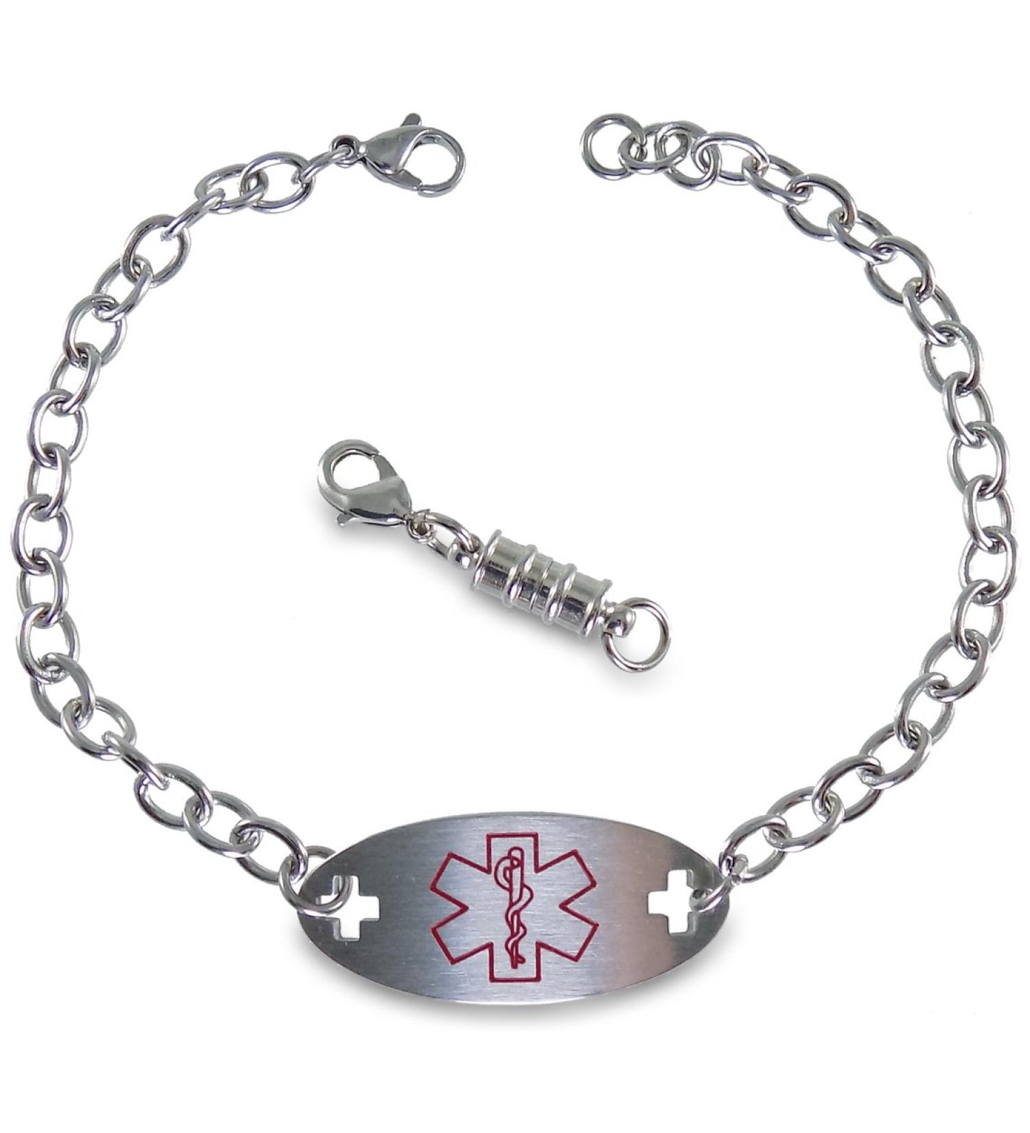 Type 2 Diabetes Women's Medical Alert ID Bracelet | Customizable Identification with Optional Clasp - Shop Internationally - Buy Online on GoSupps.com
