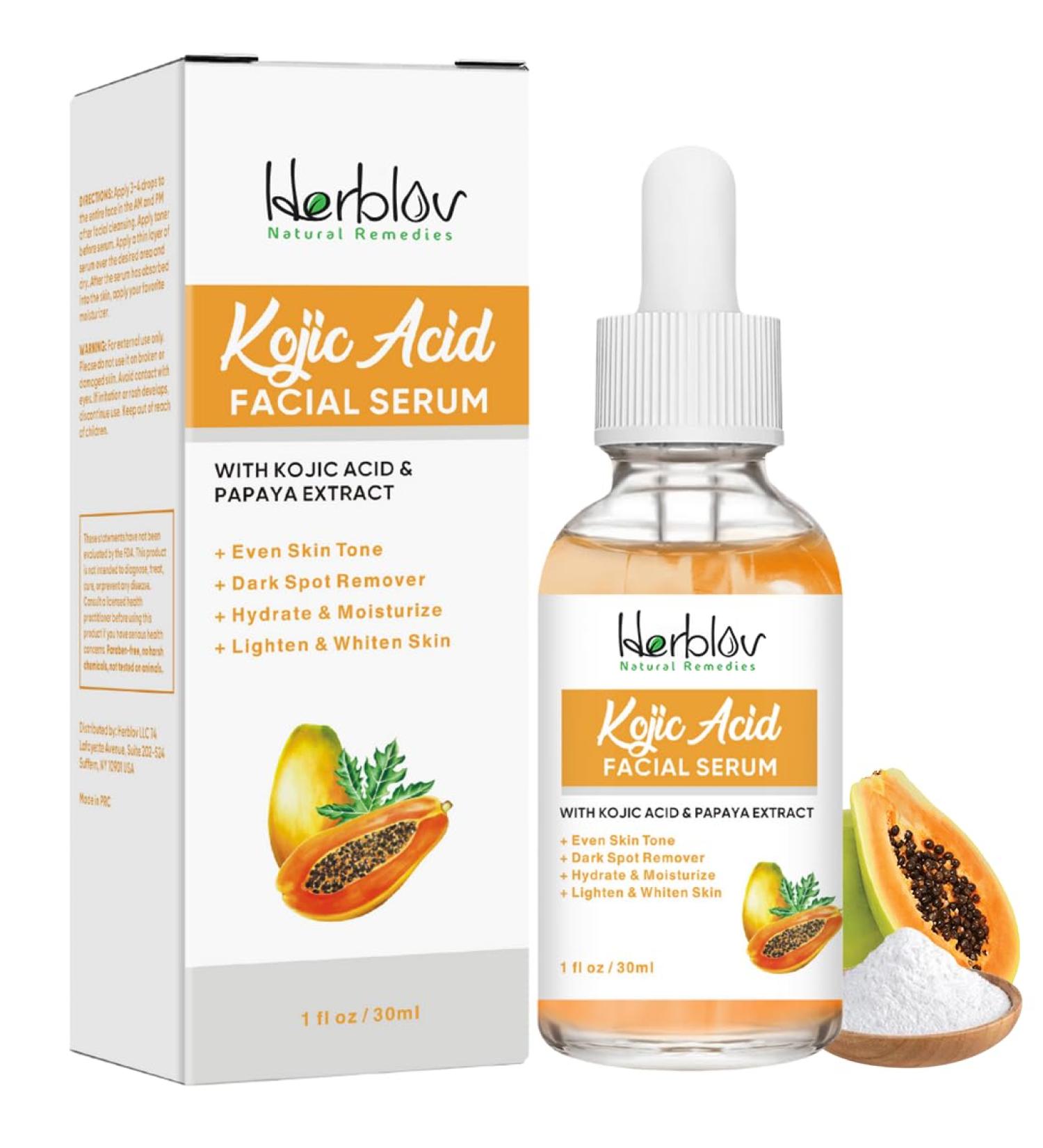 Kojic Acid Serum Dark Spot Remover for Face & Body Skin Brightening for Spots, Hyperpigmentation, Discoloration Facial Oil Reduces Acne, Scars, & Evens Tone Dark Spot Correcting Glow Serum - Buy Online on GoSupps.com
