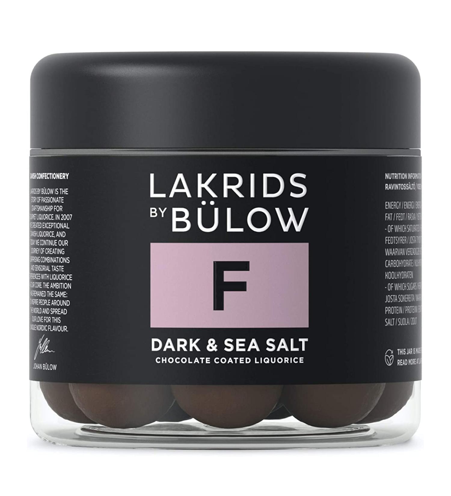 Lakrids by B low F - Dark & Sea Salt 125g | Gourmet Danish Licorice Balls with Dark Chocolate & Sea Salt Flakes - International Shipping Available - Buy Online on GoSupps.com
