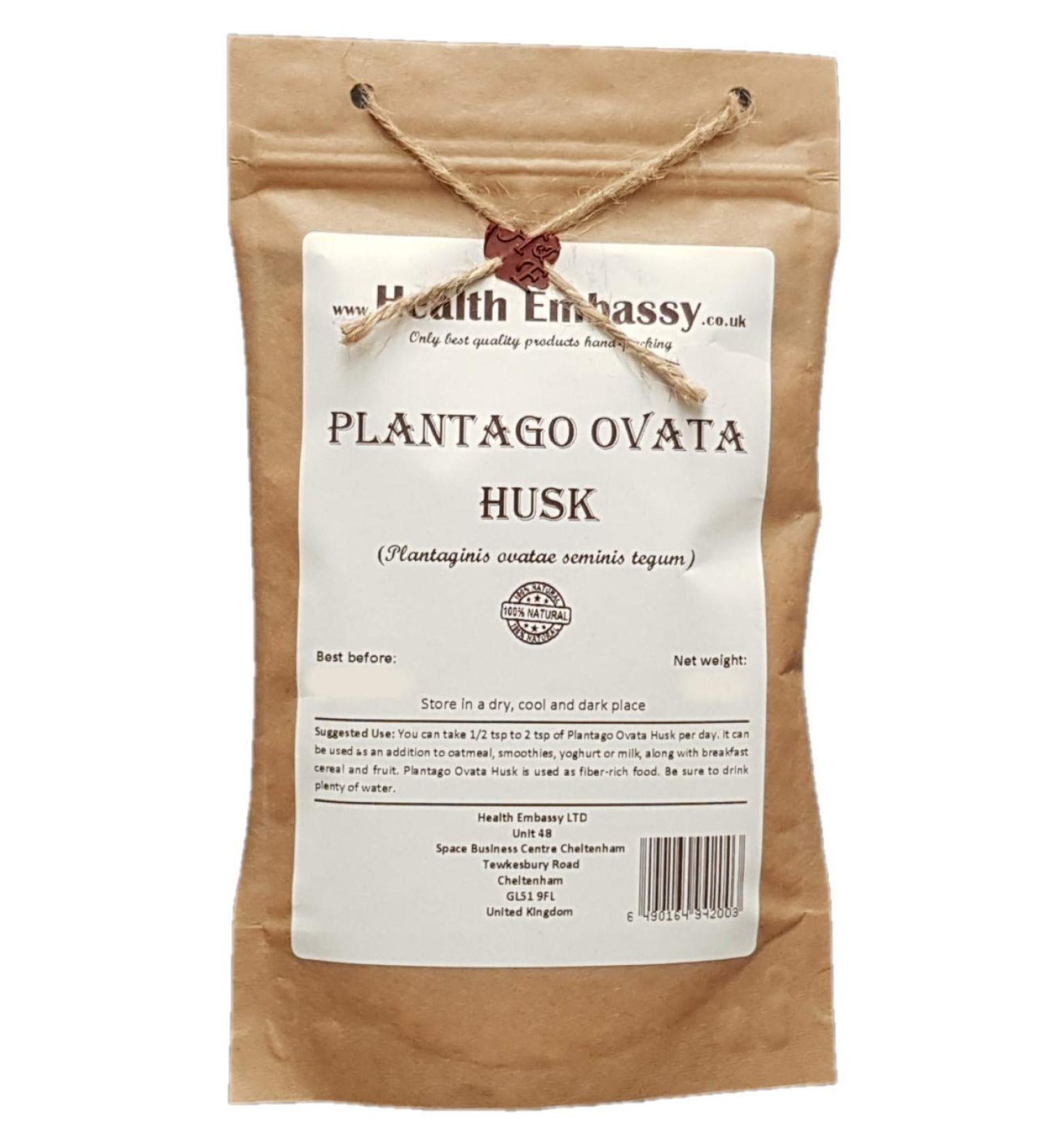 Plantago Ovata Husk | Plantaginis Ovatae Seminis Tegumentum | Psyllium Blond T guments | Health Embassy (100g) - Buy Online on GoSupps.com
