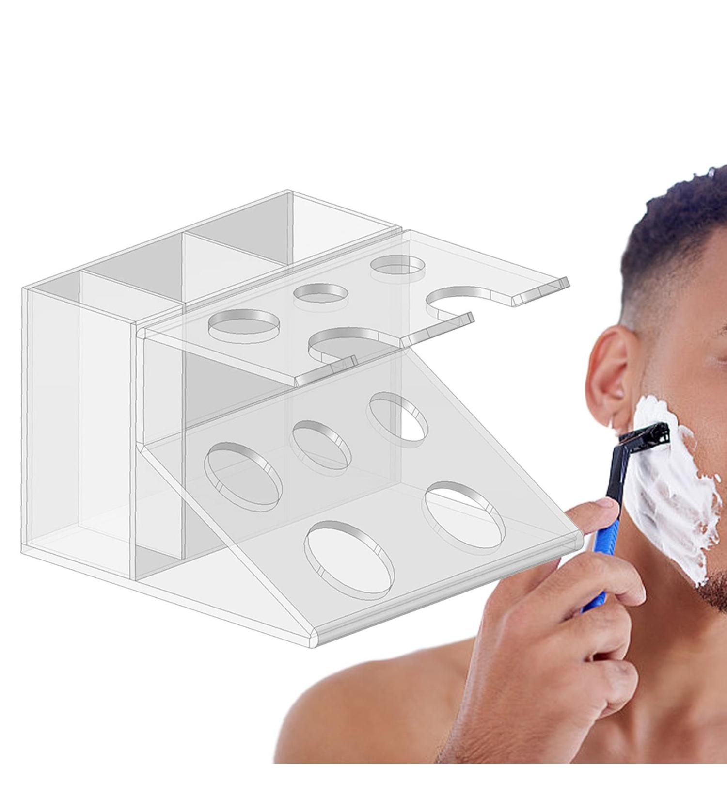 Premium Acrylic Razor Holder & Organizer Stand | Large Capacity for Razors Brushes & Toothbrushes | Durable Transparent Shaving Storage - Buy Online on GoSupps.com