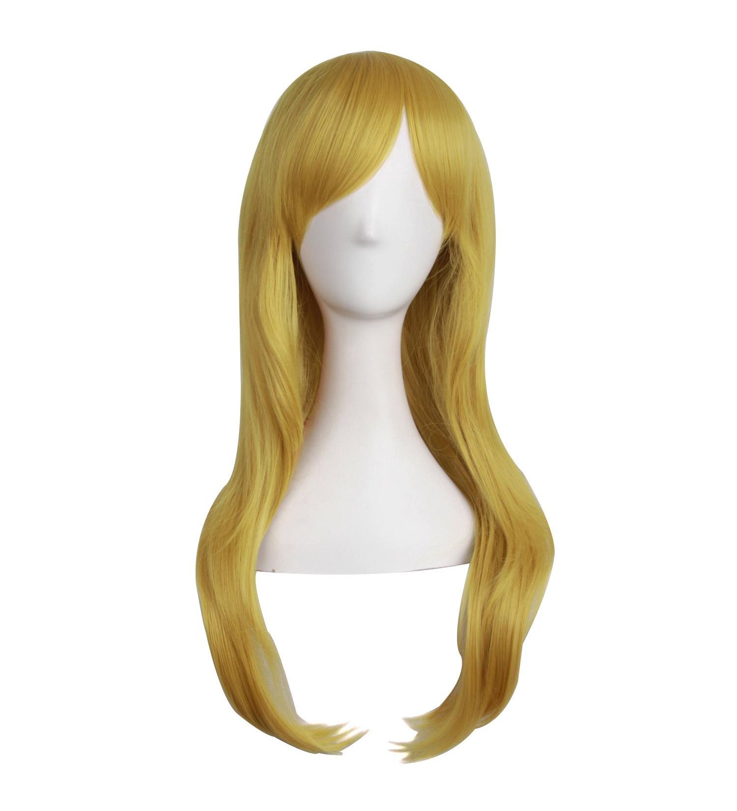 MapofBeauty 28 Long Curly Costume Cosplay Wig - Gold/Yellow - Buy Online on GoSupps.com