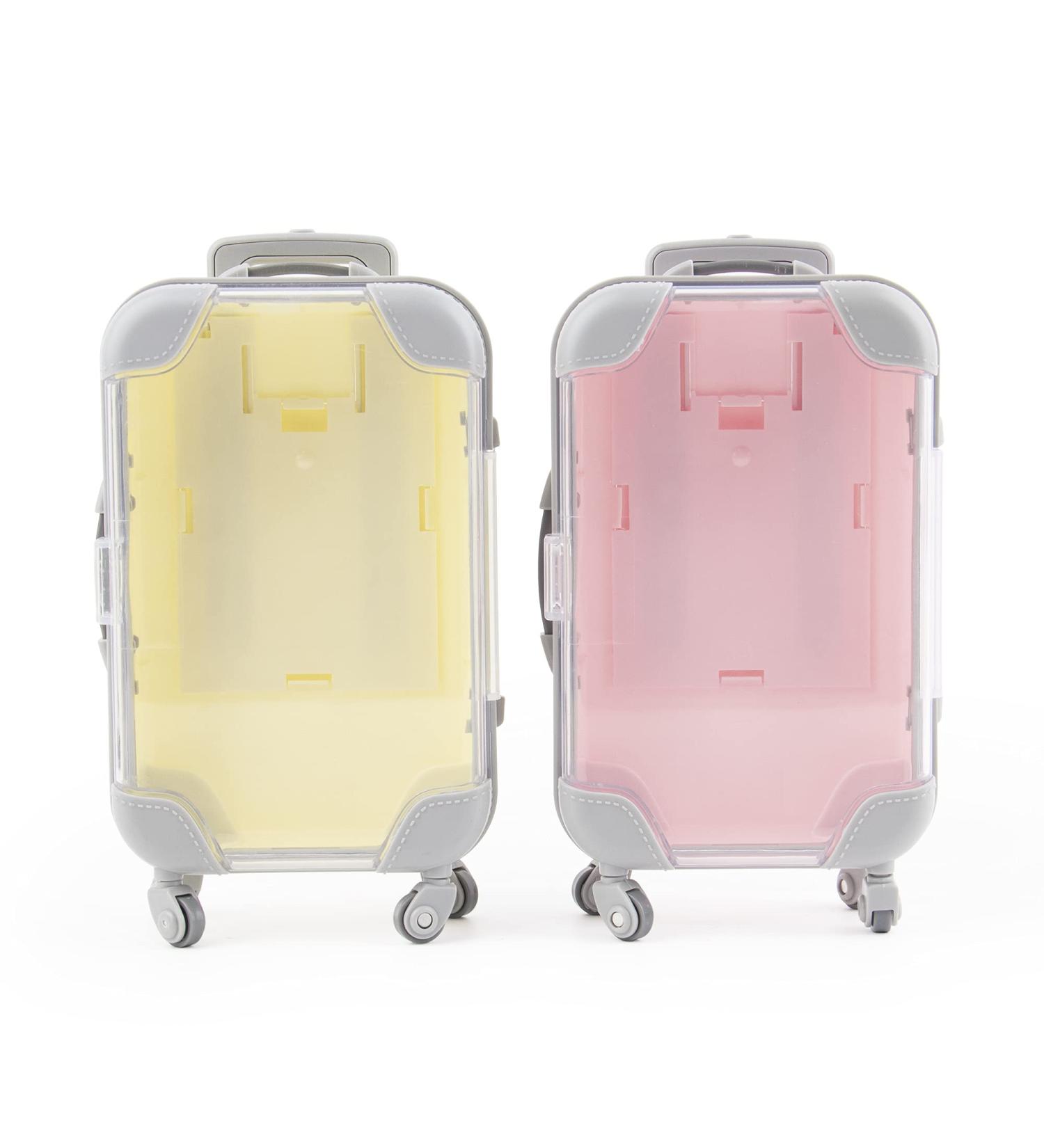 AUEAR Mini Lashes Luggage False Empty Lash Storage Box - Pink & Yellow (2 Pack) - Clear Suitcase Packaging Case for Women & Girls - Buy Online on GoSupps.com