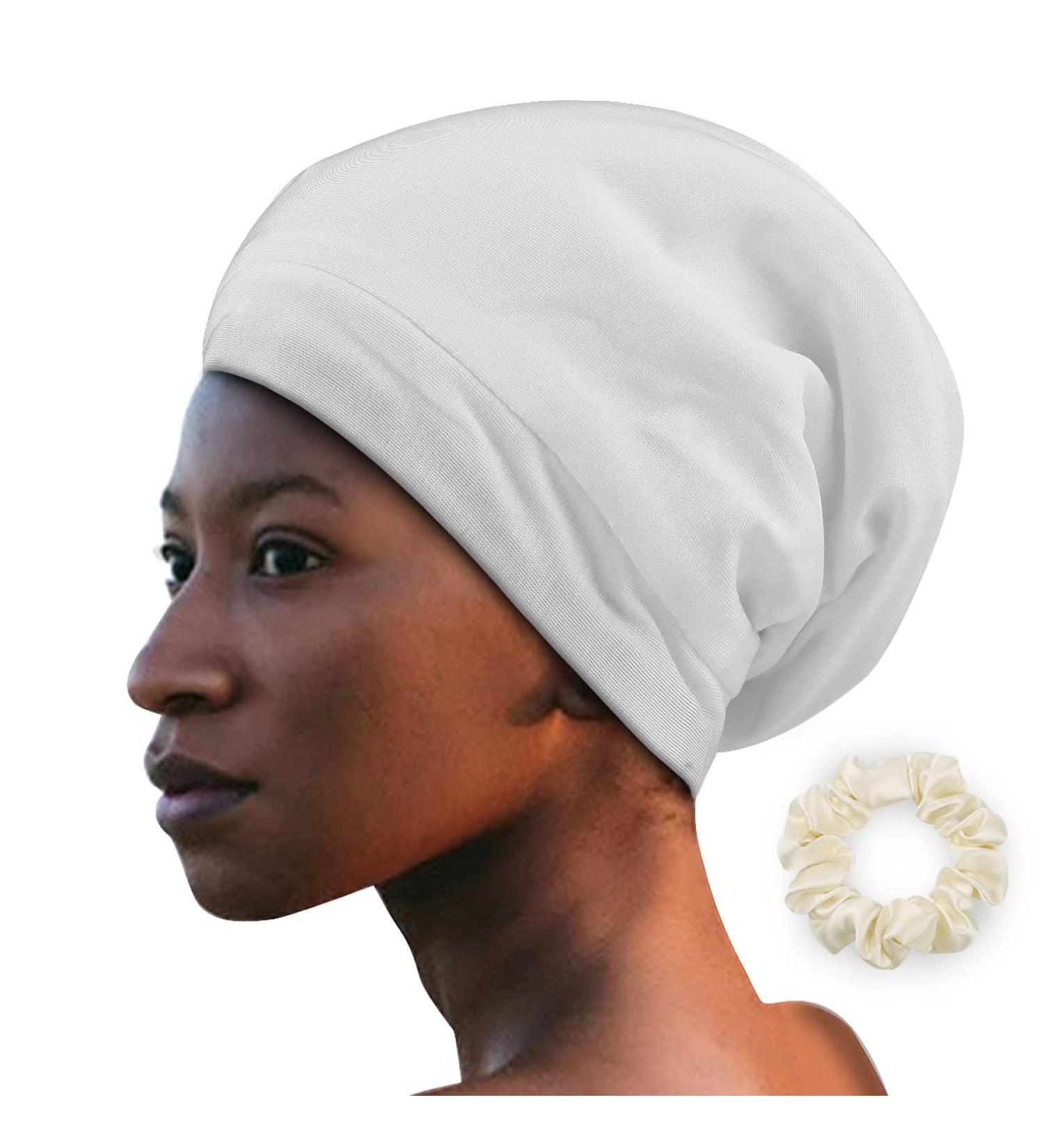 Alaska Bear Silk Lined Sleep Cap | White Hair Bonnet for Curly Hair | Adjustable & Versatile | Unisex - Buy Online on GoSupps.com