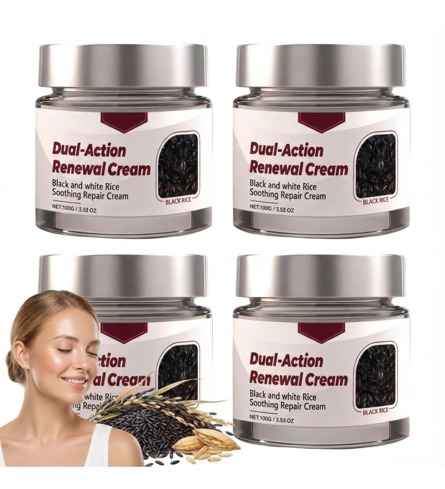  HNYXEQJL Double Action Regenerating Cream Set of 4 - Black Rice Anti-Wrinkle Cream - Repairing and Soothing Serum with Black and White Rice - Nourishing and Moisturizing Smoothing Serum - Buy Online on GoSupps.com