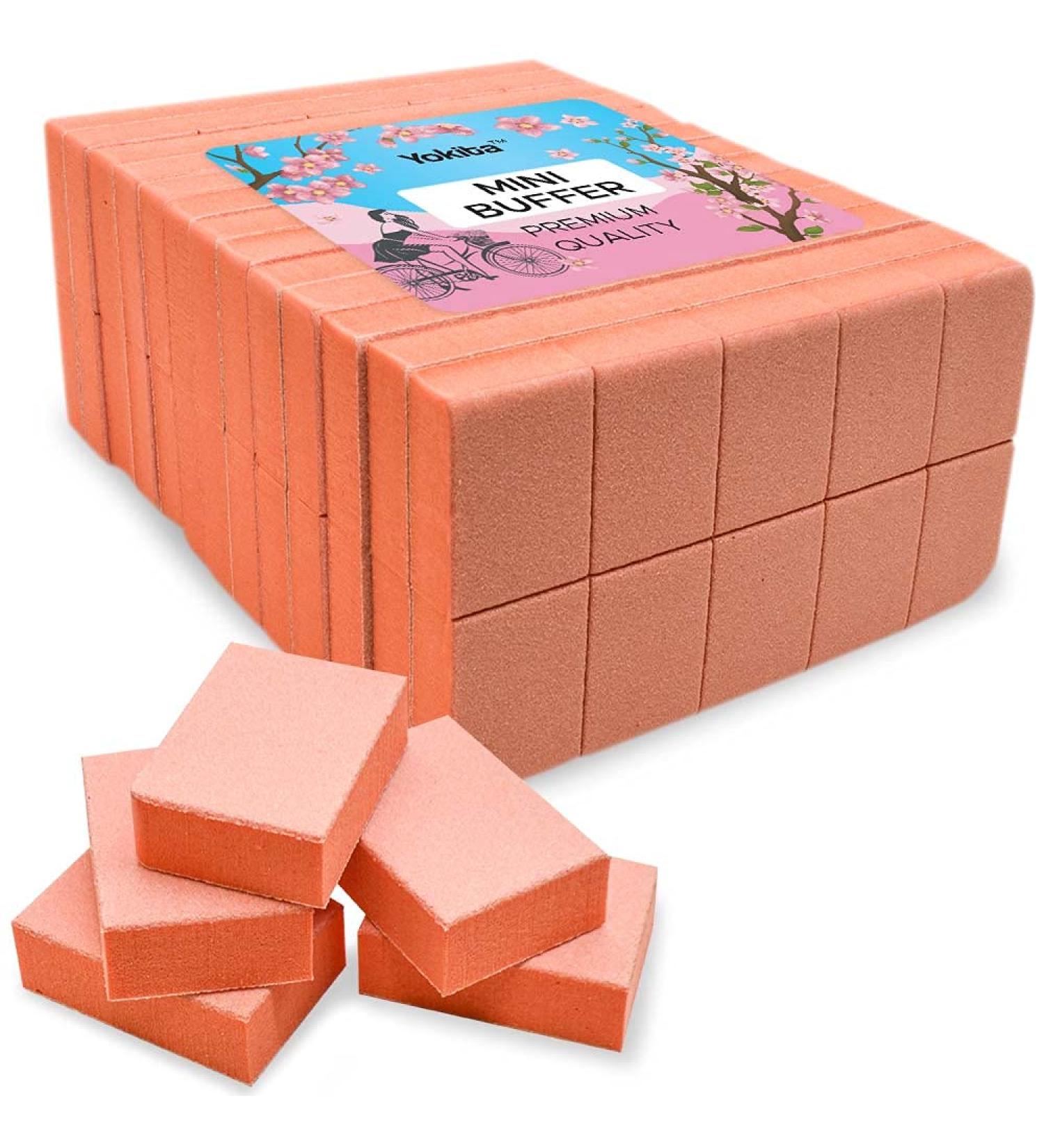 Yokita 130pcs Orange Mini Nail Buffer 80/100 Grit Disposable Nail Buffing File