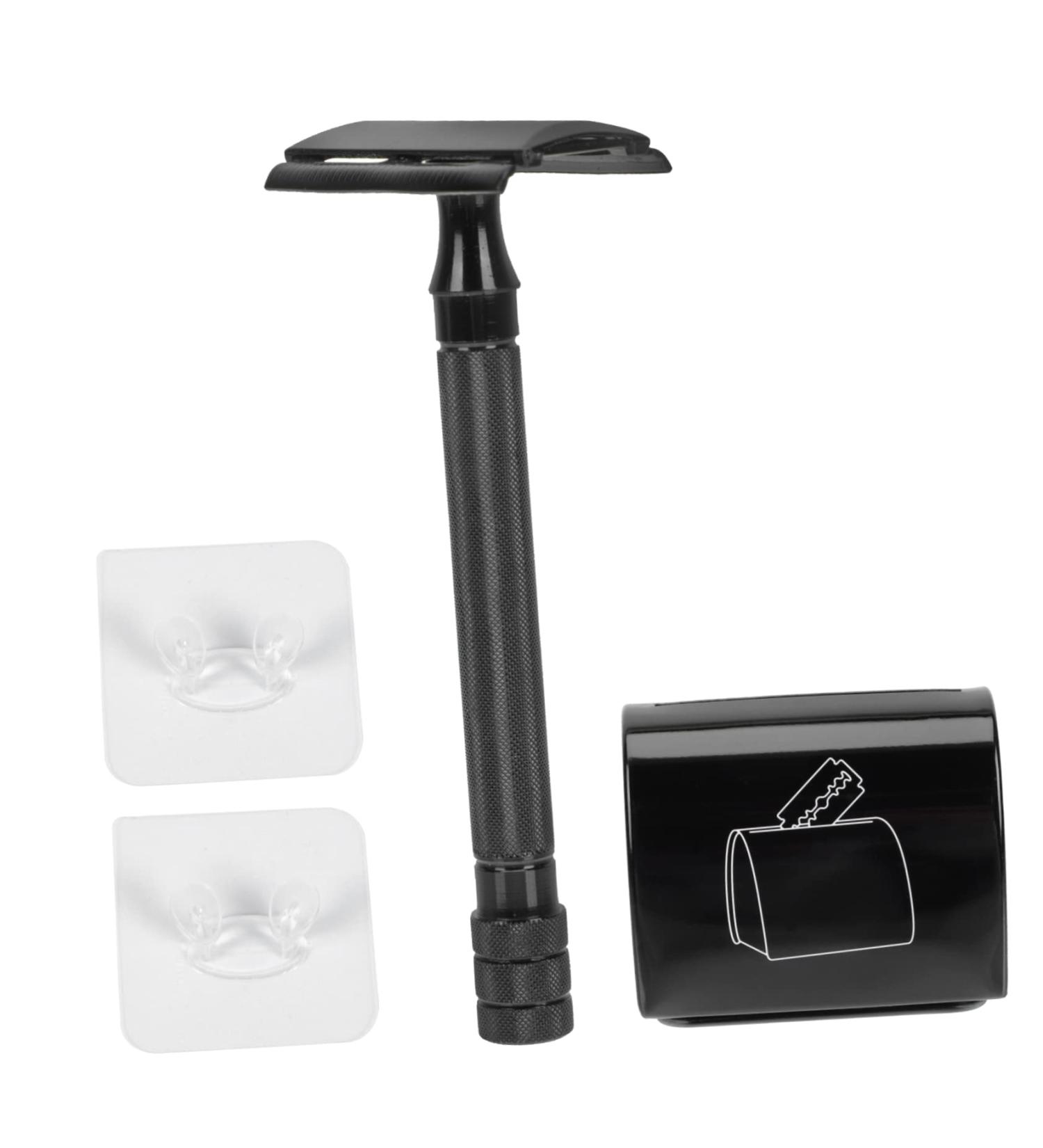 Minkissy Men's Double-Sided Razor Set | Vintage Manual Trimmer & Cleaning Tool | Safe Wood Razor | Ideal Grooming Essentials - Buy Online on GoSupps.com