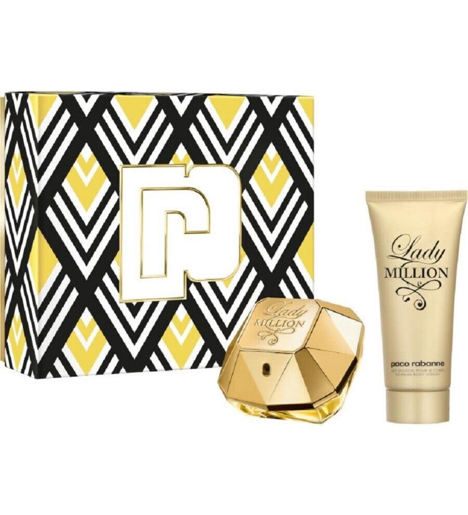 Paco Rabanne Lady Million 80ml EDP Spray / 100ml Sensual Body Lotion (Rectangular Case)