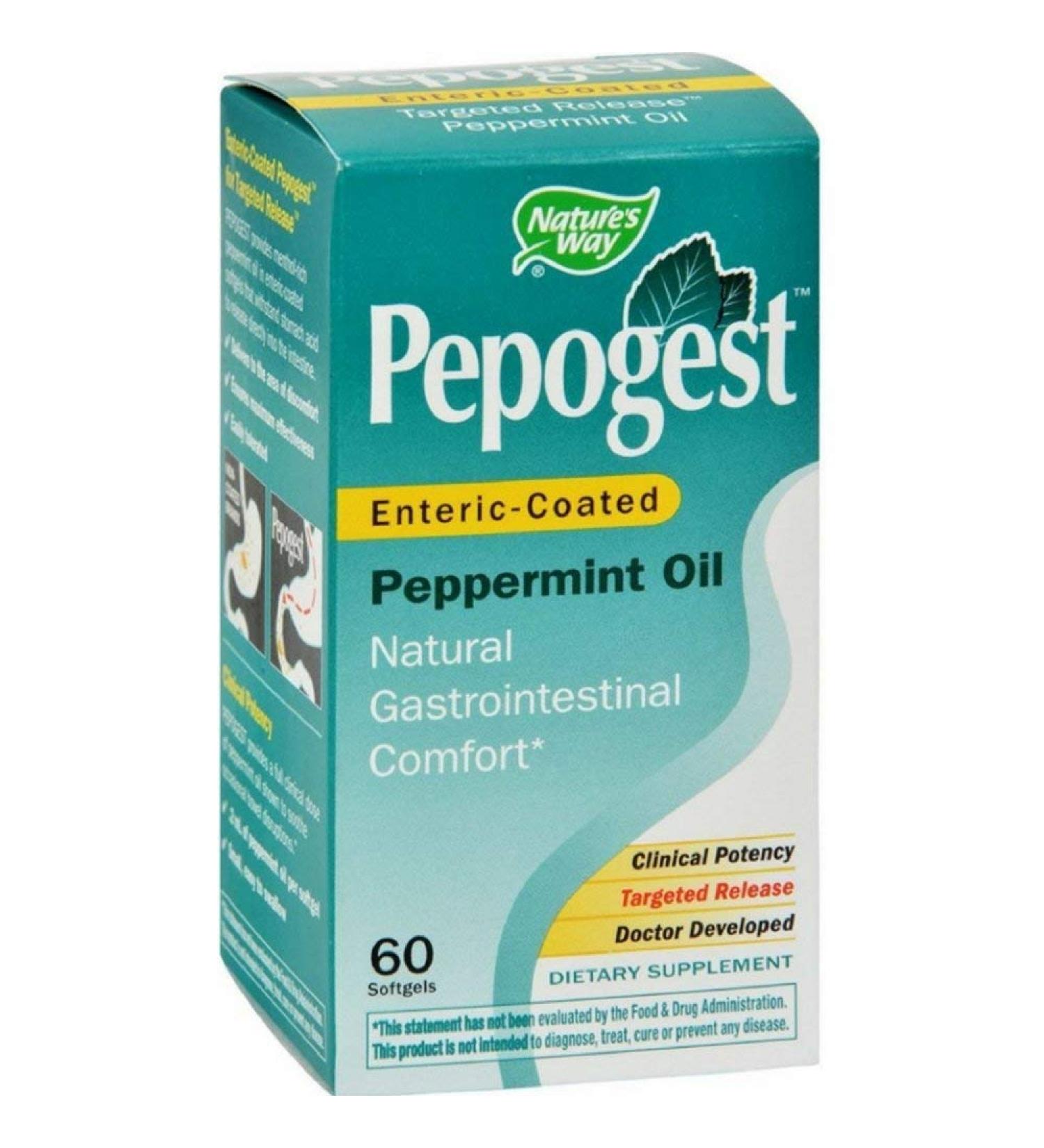 Nature's Way Pepogest Peppermint Oil 60 Softgels. Pack of 4