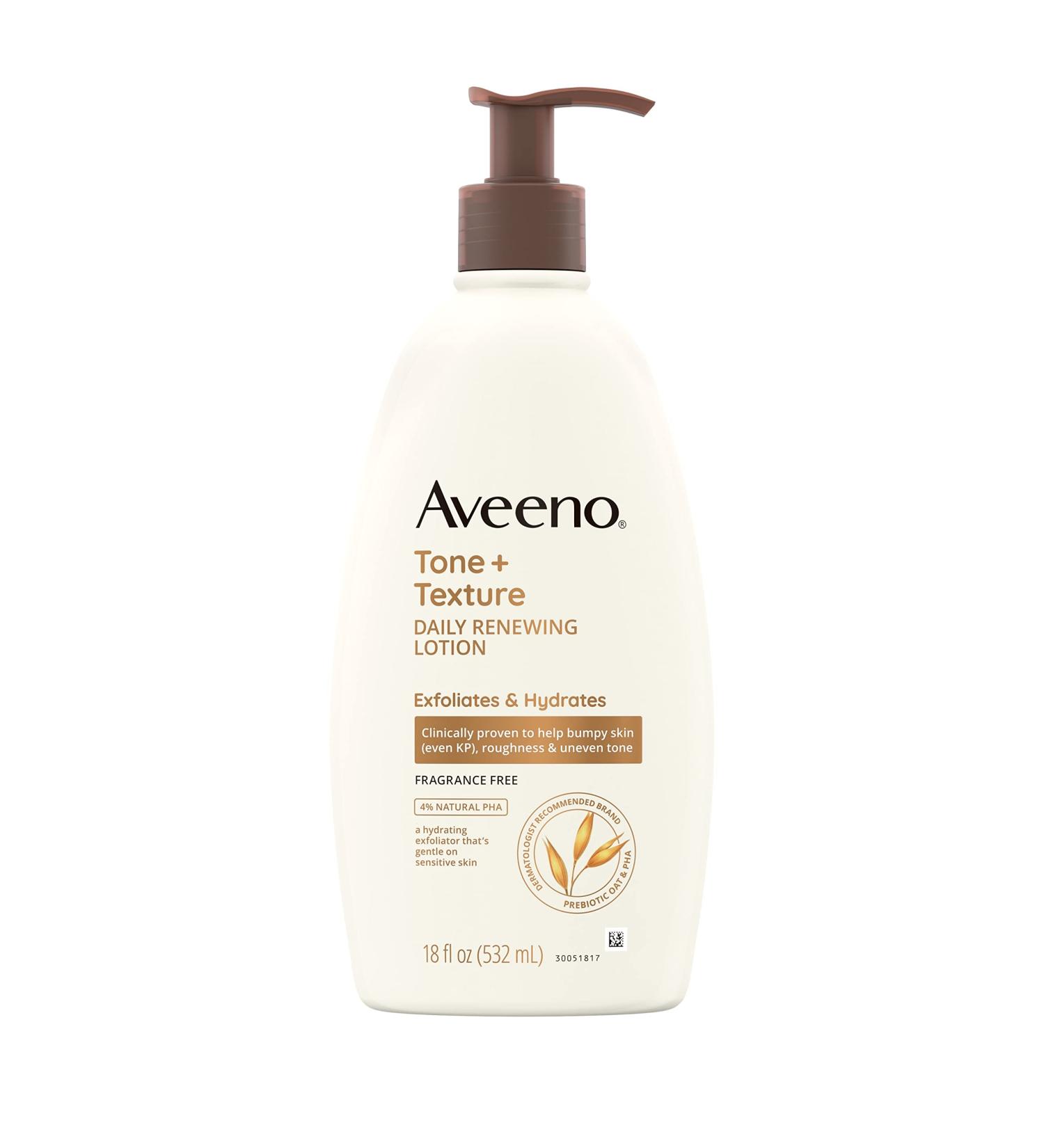 Aveeno Tone + Texture Renewing Body Lotion | Prebiotic Oat | Exfoliates & Hydrates Sensitive Skin | Clinically Proven | Fragrance-Free | 18 Fl. Oz - Buy Online on GoSupps.com