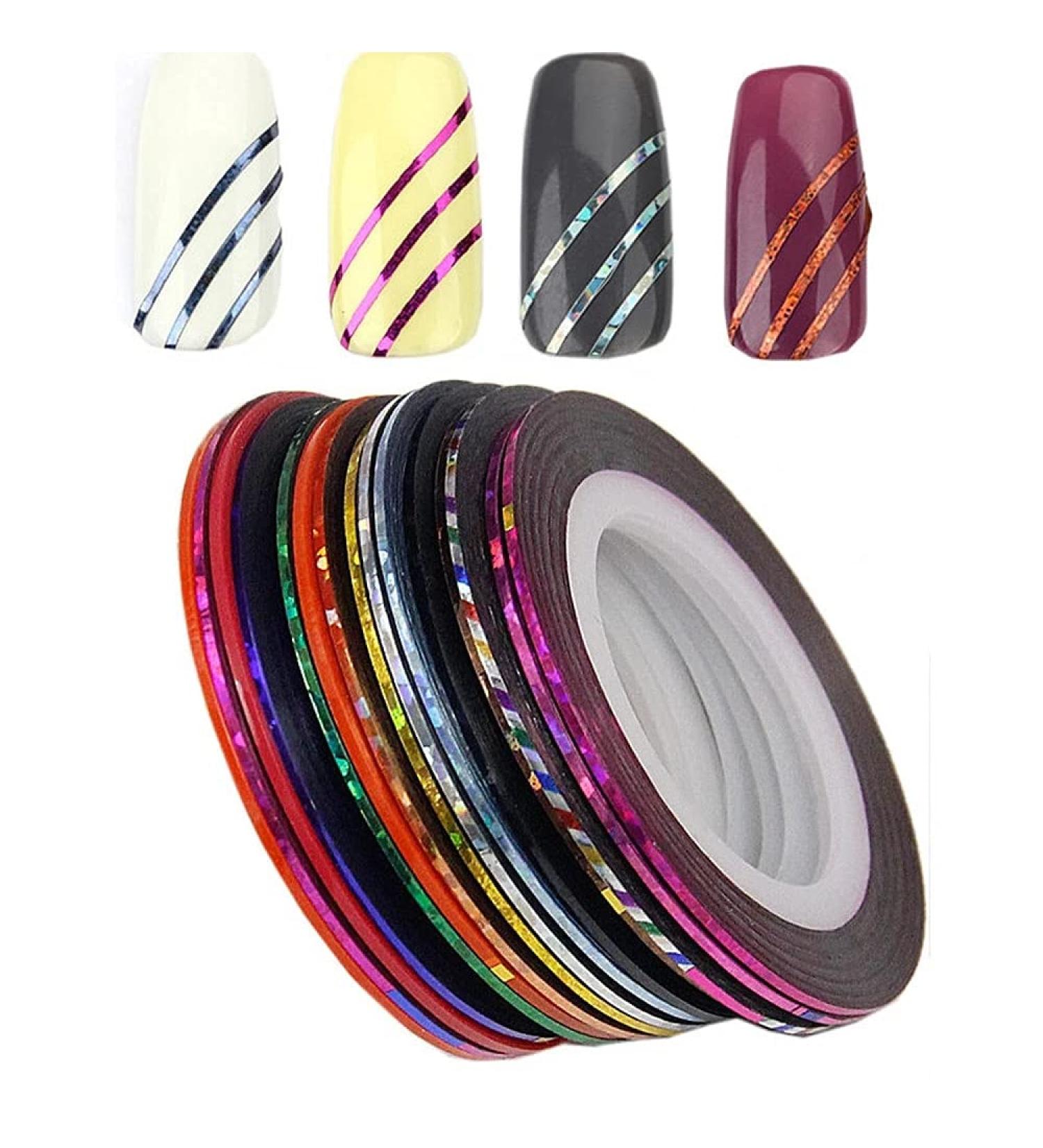 10 Rolls Coloful Sliders Nail Art Striping Tape Lines Width 1mm-Striping Tape for Nail Art-Nail Striping Tape Foil-Nail Striping Tape Thick-Nail Striping Tape with Dispenser-Self-Adhesive DIY Nail Art Tape - Buy Online on GoSupps.com