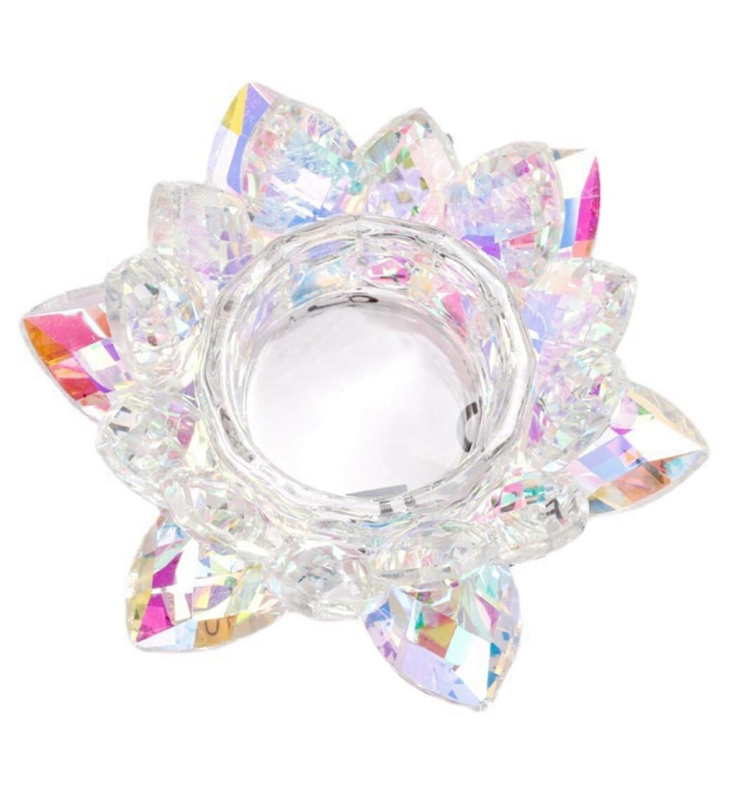 yeeplant Portable Glass Nail Crystal Dish with Lotus Shaped Lid Creative Nail Powder Cup Glassware - Buy Online on GoSupps.com