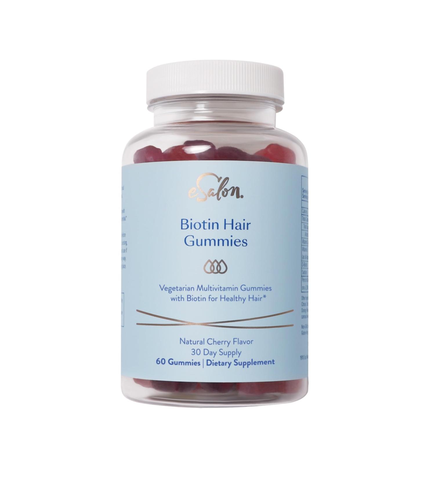 eSalon Biotin Hair Gummies Multivitamin Cherry Flavor 60 Count 30 Day Supply - Buy Online on GoSupps.com