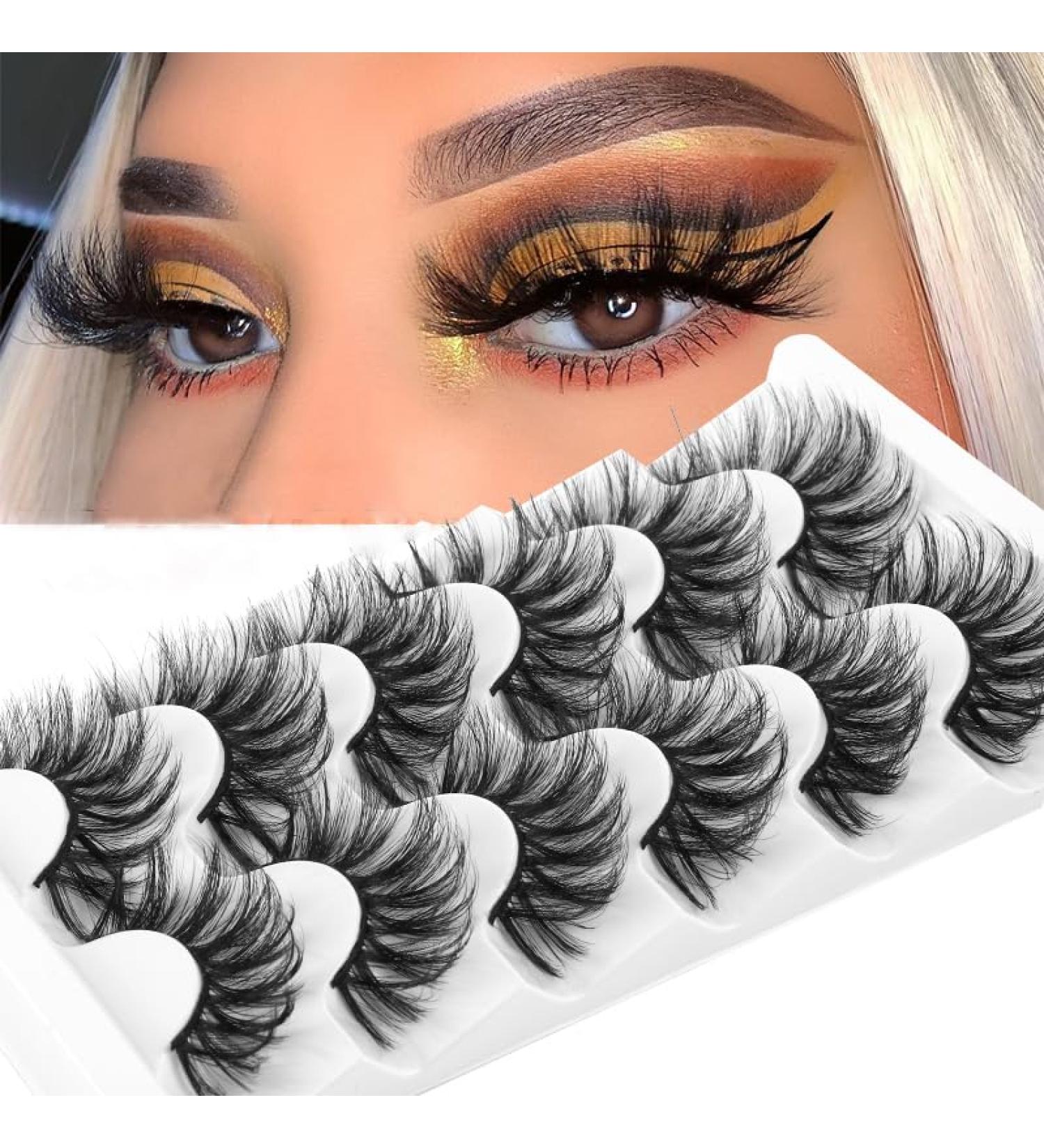 Buy Mink Lashes - Wispy Cat Eye False Eyelashes | 8D Volume Natural Look 6 Pairs Long-lasting & Ultra-light - Buy Online on GoSupps.com