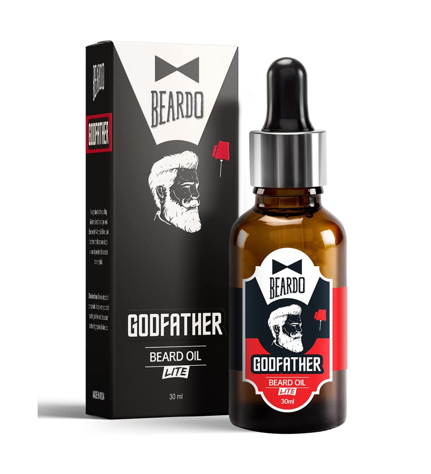 Beardo Godfather Lite Beard And Moustache Oil - 30 ml With Natural Ingredients - Almond Oil Aloe Vera Extract Castor Oil Olive Oil Beard Oil - Buy Online on GoSupps.com