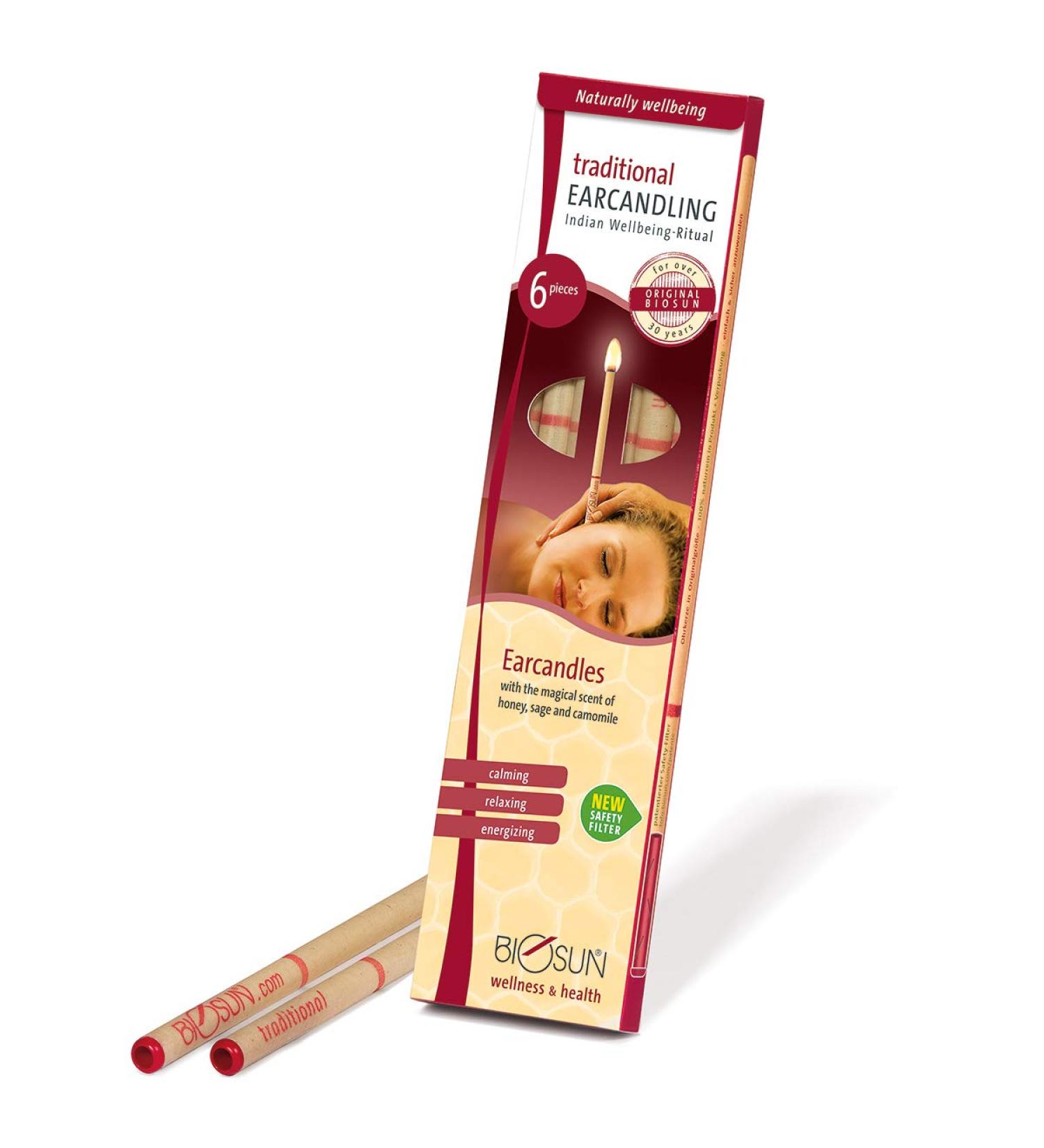 6 Pieces BIOSUN Ear Candles w/ Security-Filter, Honey Sage & Camomile Scent - 3 Pairs - Buy Online on GoSupps.com