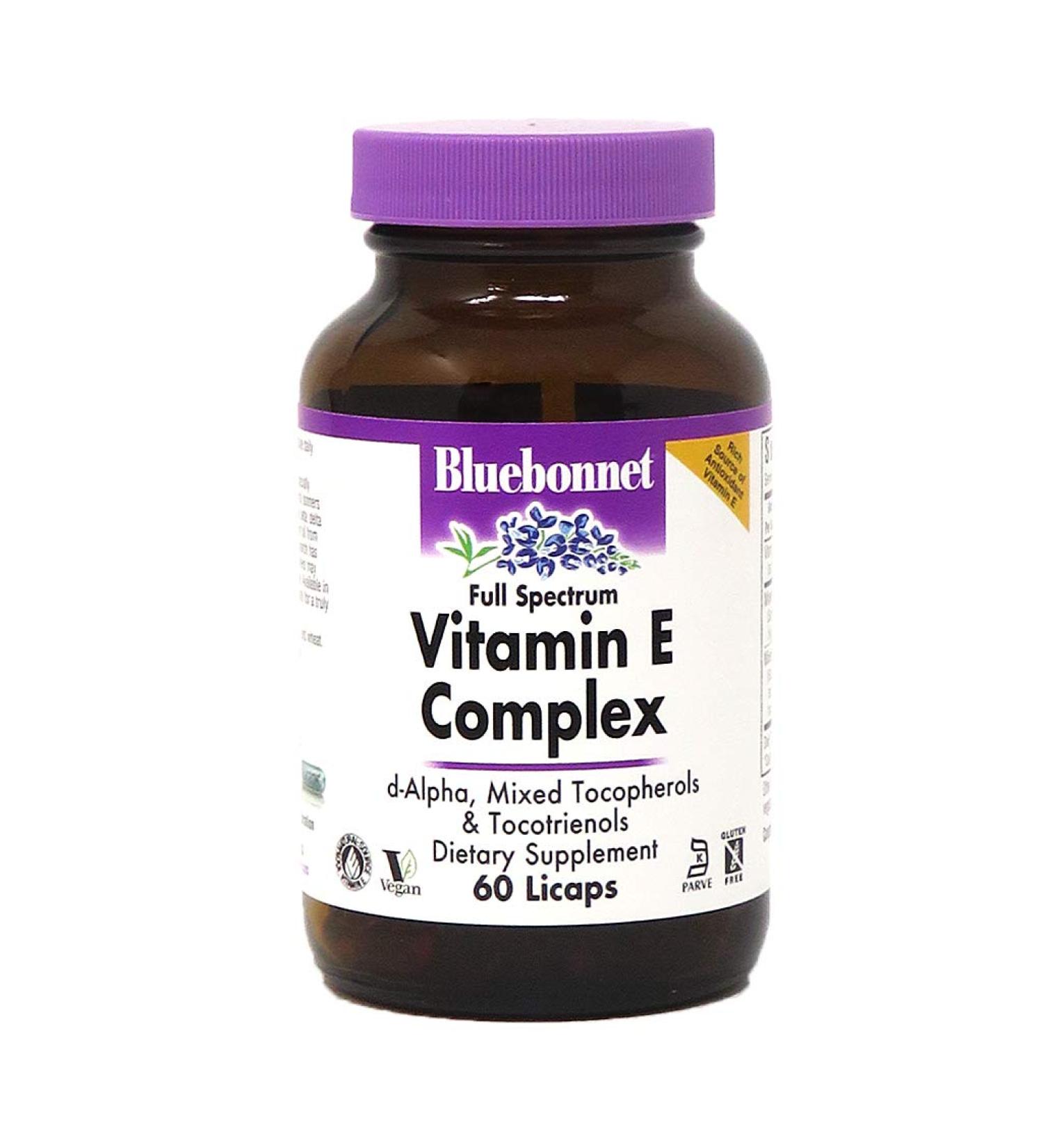 Bluebonnet Nutrition Vitamin E Complex 60 Licaps - Antioxidant Support & Immune Boost - Buy Online on GoSupps.com