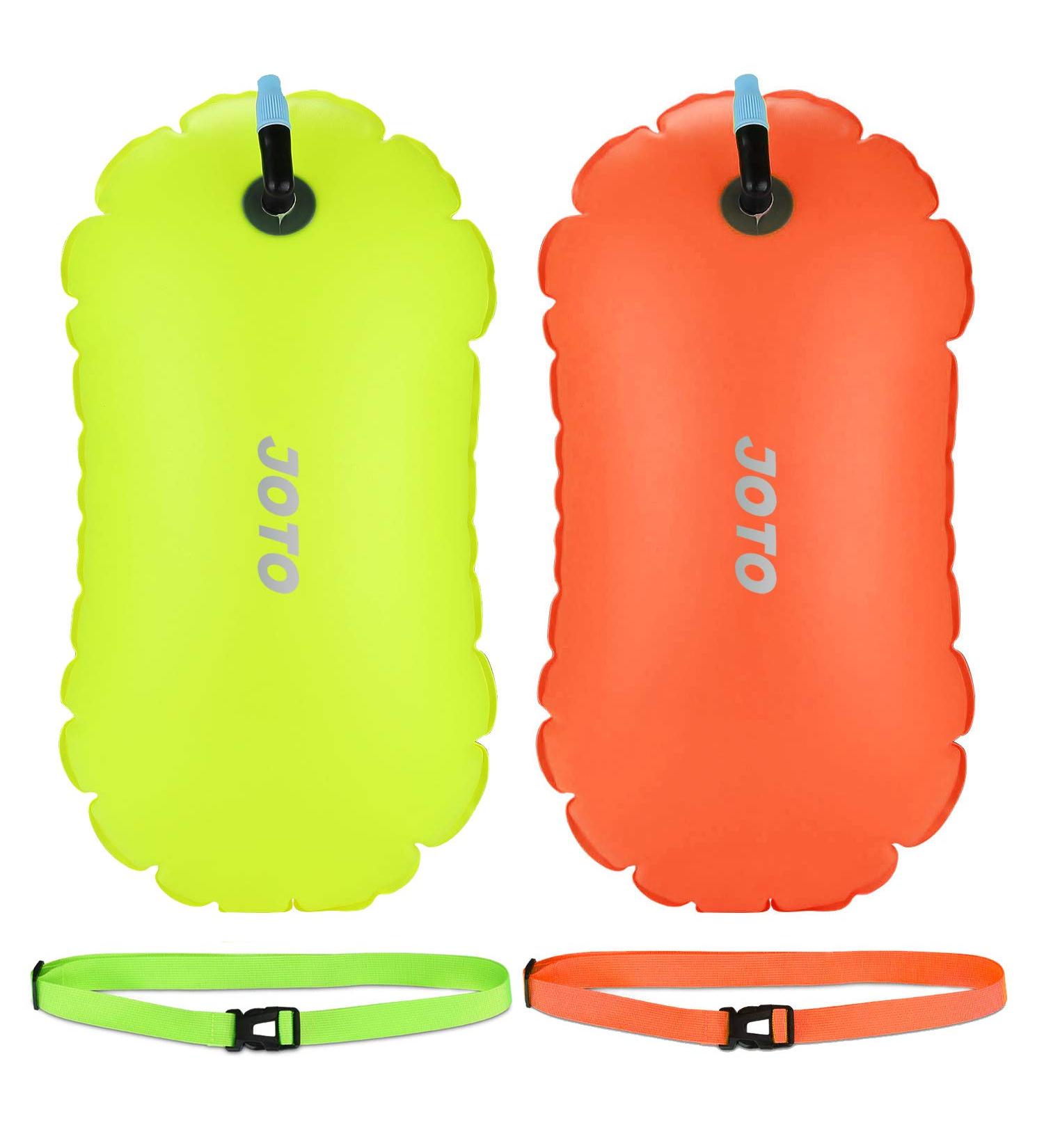 2 Pack JOTO Swim Buoy Float - Safety Float with Adjustable Belt for Open Water Swimming - Ideal for Triathletes, Kayaking, Snorkeling - Small Orange/Neon Yellow - Buy Online on GoSupps.com