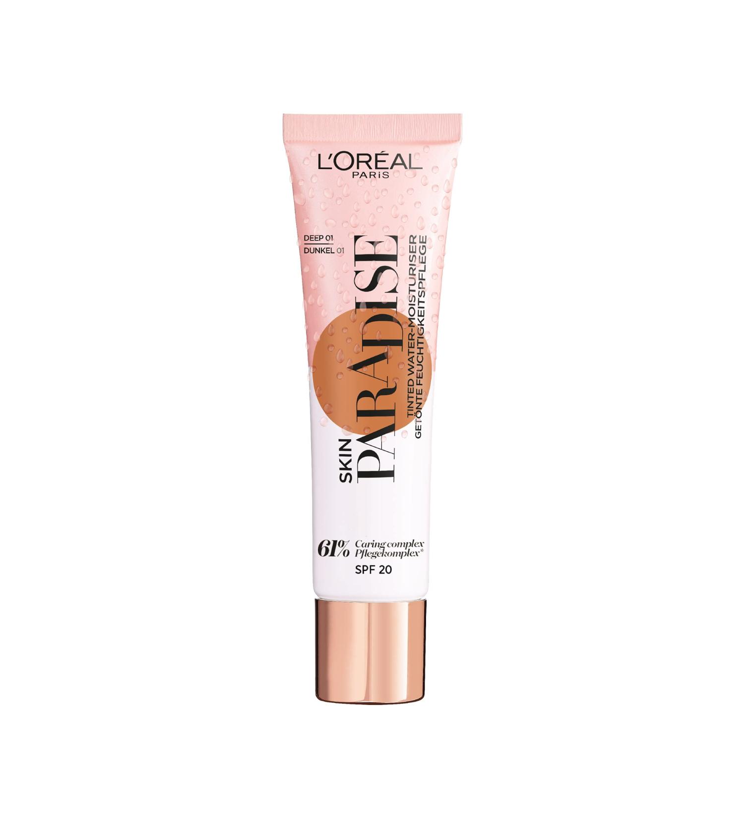 L'Or al Paris Skin Paradise Tinted Moisturising Fluid Deep 01 - Hydrating Tinted Moisturizer for Radiant Skin - 1 Pack - Buy Online on GoSupps.com