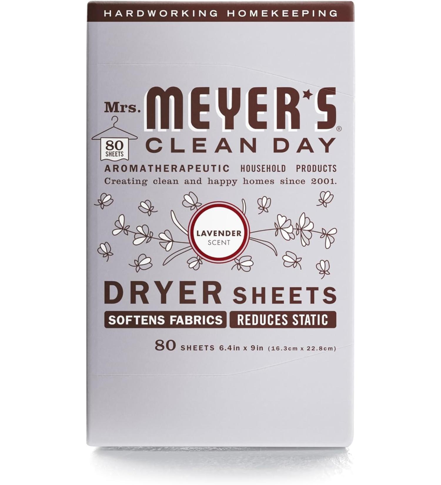 Mrs. Meyer's Clean Day Lavender Dryer Sheets - 80-Count Boxes (Pack of 12) | International Shipping Available - Buy Online on GoSupps.com