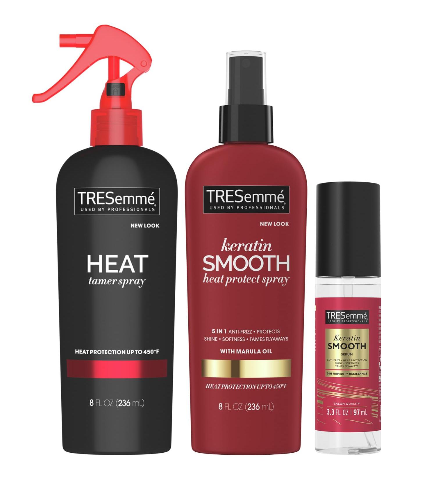 TRESemm Expert Keratin Smooth Hair Care Set - Heat Protection Spray Shine Serum with Marula Oil and Thermal Leave-in Spray Anti-Frizz Products (3 Piece Set) - Buy Online on GoSupps.com