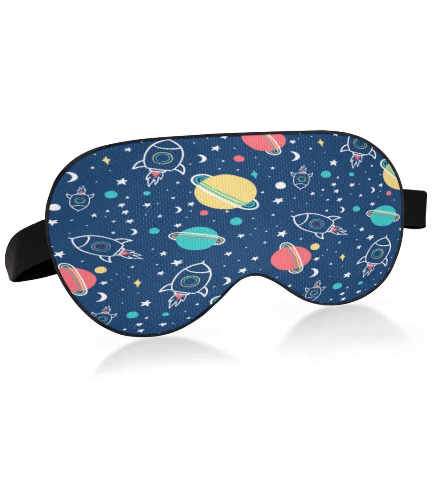 Outer Space Pattern Sleeping Eye Mask | Adjustable Strap, Breathable & Comfortable | Blackout Eye Mask for Men & Women - Buy Online on GoSupps.com