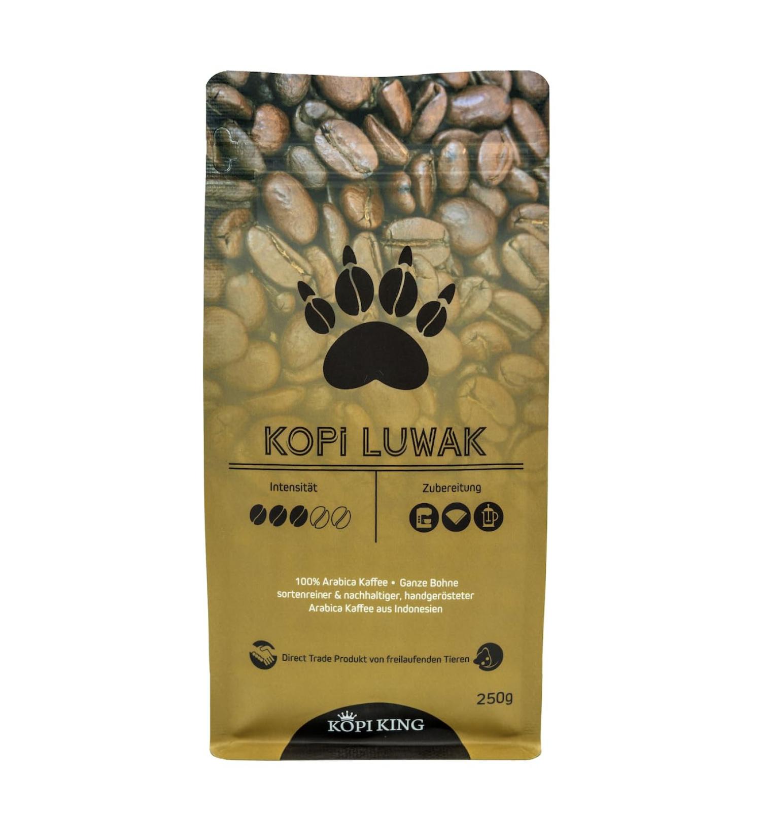 Coffee King Kopi Luwak 100 Arabica coffee 250g cat coffee from freeliving animals 250g beans varieties pure rare coffee Direct Trade - Buy Online on GoSupps.com