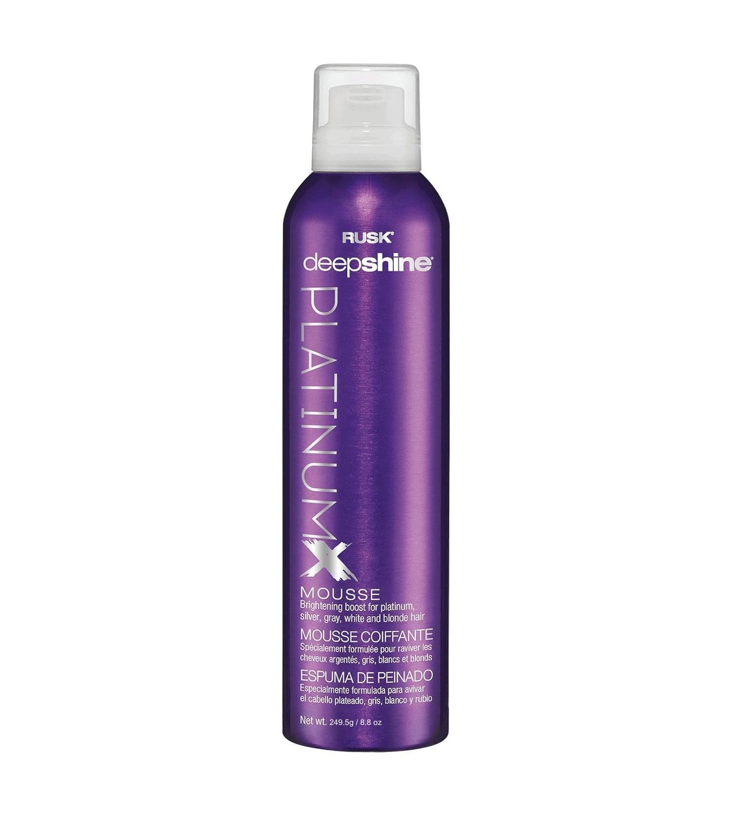 RUSK Deepshine PlatinumX Mousse 8.8 Oz - Lightweight Alcohol-Free Styling Foam for Platinum Blonde Gray & Silver Hair - Enhances Volume & Restores Brilliance - Buy Online on GoSupps.com