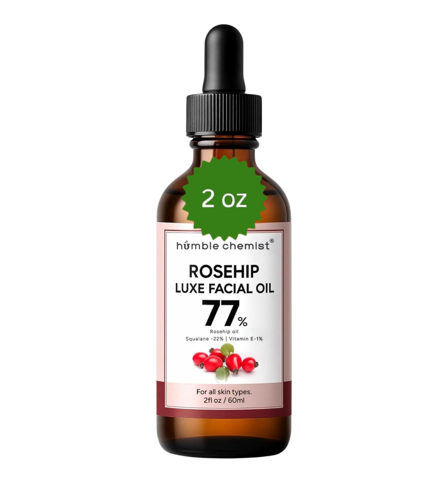Humble chemist 2in1 Rosehip Luxe Face Oil 77% Rosehip Oil with Squalane and Vitamin E - Buy Online on GoSupps.com