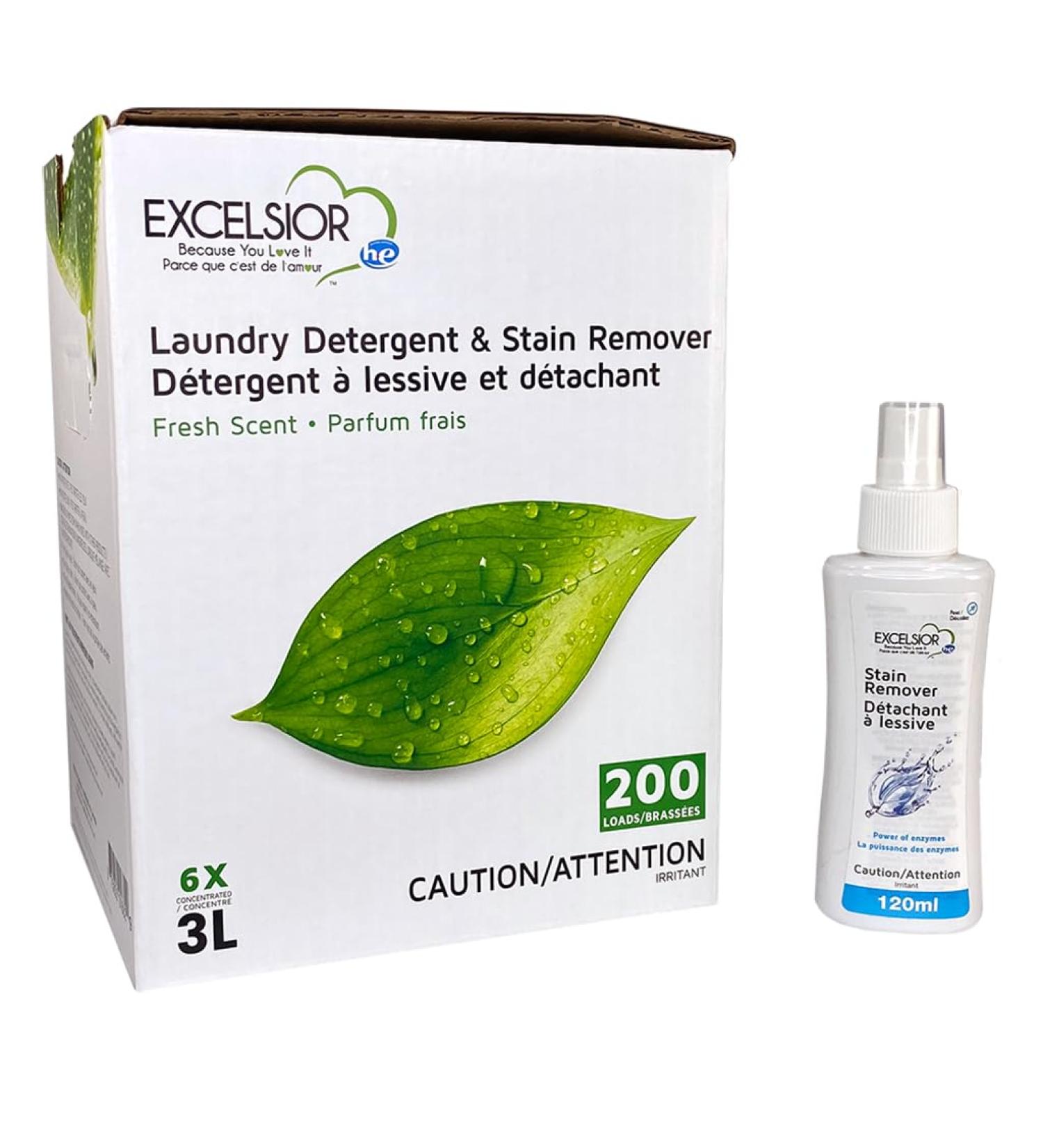 Excelsior Laundry Detergent with Stain Remover - Eco-Friendly & Biodegradable 3L - Fresh Scent for All Washers - Buy Online on GoSupps.com