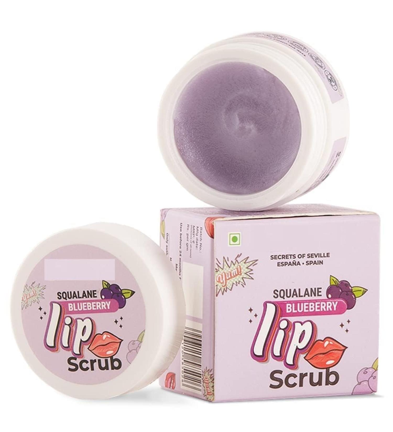Lip Scrub Blueberry for Women & Men for Smooth Lips Dark Lips Scrub with Sugar & Shea Butter for gentle exfoliation hydrated smooth & soft lips- 8 gm 0.28ounce - Buy Online on GoSupps.com