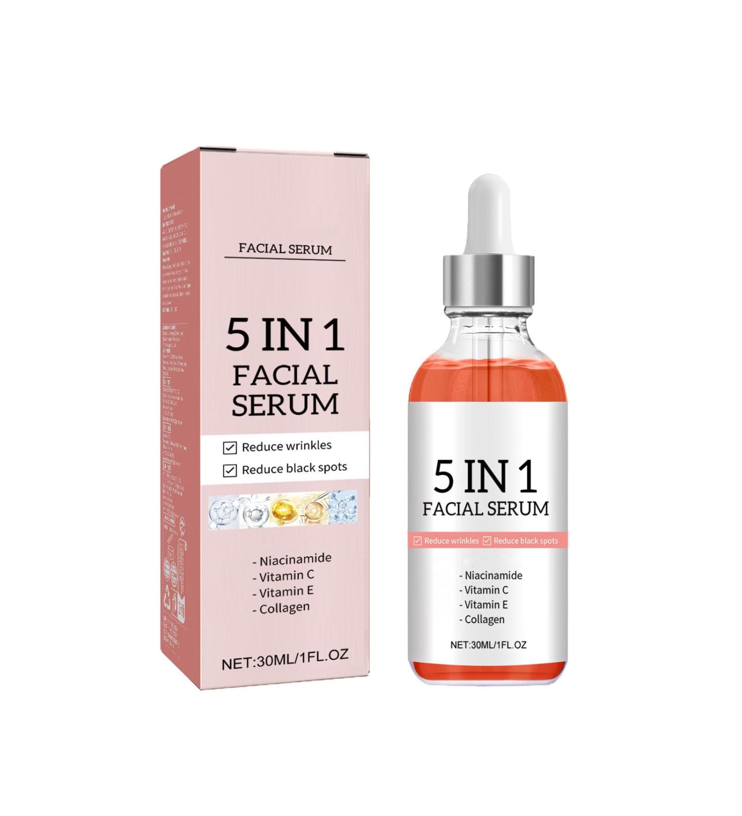  yxcully Vitamin Skin Serum 5 in 1 Facial Firming Serum - Vitamin Skin Serum for All Skin Types Moisturizing Brightening Remove Spots Reduce Fine Lines (1pcs) - Buy Online on GoSupps.com