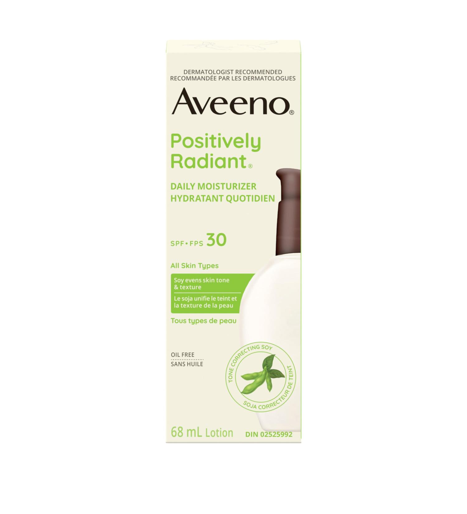 Aveeno Positively Radiant Daily Moisturizer SPF30 Sunscreen Face Cream Hypoallergenic Sun Protection 68mL - Buy Online on GoSupps.com
