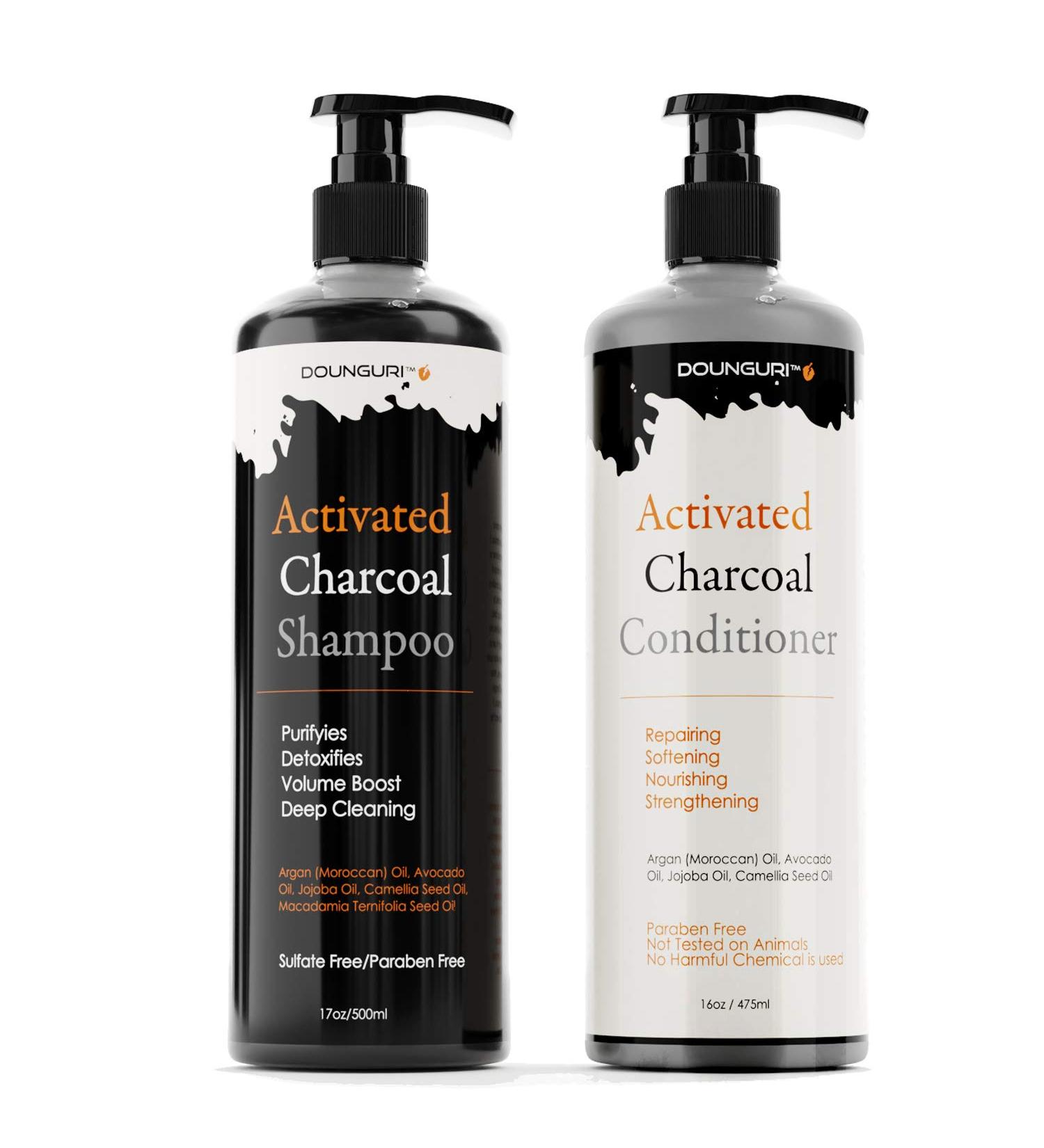 Sulfate Free Activated Charcoal Shampoo & Conditioner - Organic Argan & Avocado - Clarifying Detoxifying Volumizing - 16oz International Shipping - Buy Online on GoSupps.com