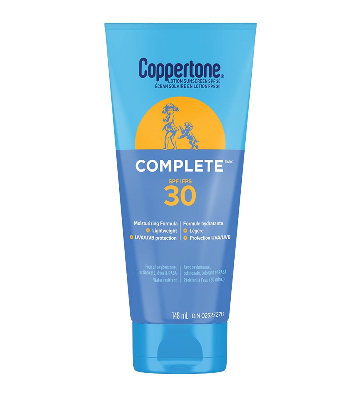 Coppertone Complete SPF 30 Sunscreen Lotion Lightweight Moisturizing Sunscreen Water Resistant Body Sunscreen 148mL - Buy Online on GoSupps.com