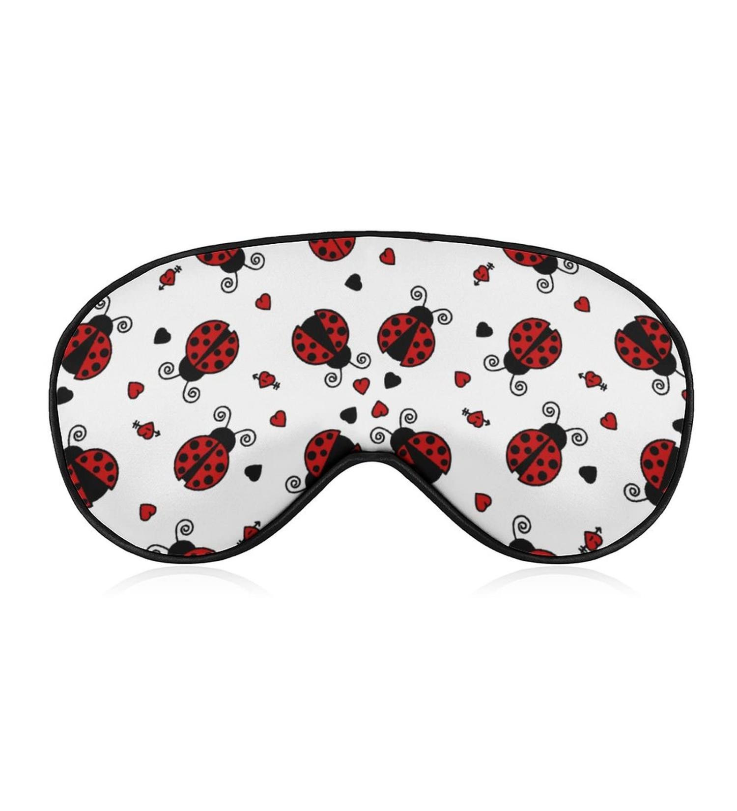 Coccinella Septempunctata Ladybug Printed Sleep Eye Mask - Soft Blindfold for Travel Nap - Adjustable Strap for Men and Women - Buy Online on GoSupps.com