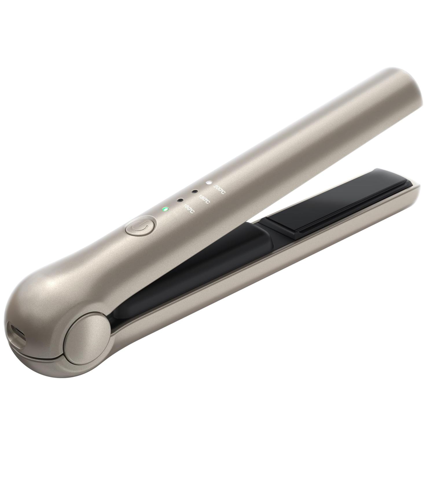 Portable Cordless Hair Straightener - USB Rechargeable Flat Iron with 3 Temp Settings & 20S Fast Heating - Travel Size Champagne Gold - Buy Online on GoSupps.com