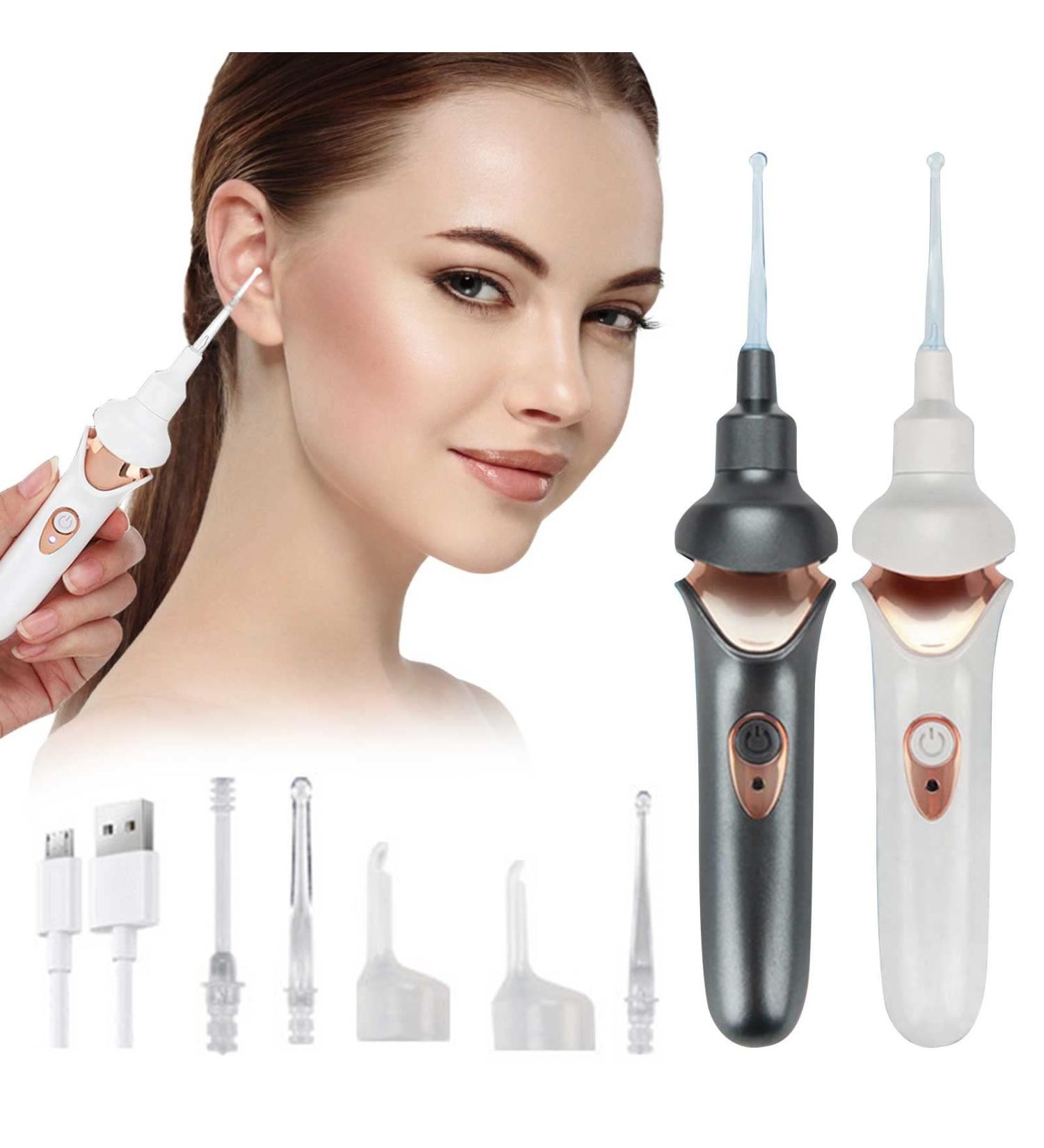 Electric Ear Cleaner with Light & Vacuum Suction Kit - USB Charging Ear Wax Remover for Kids & Adults (Black) - Buy Online on GoSupps.com