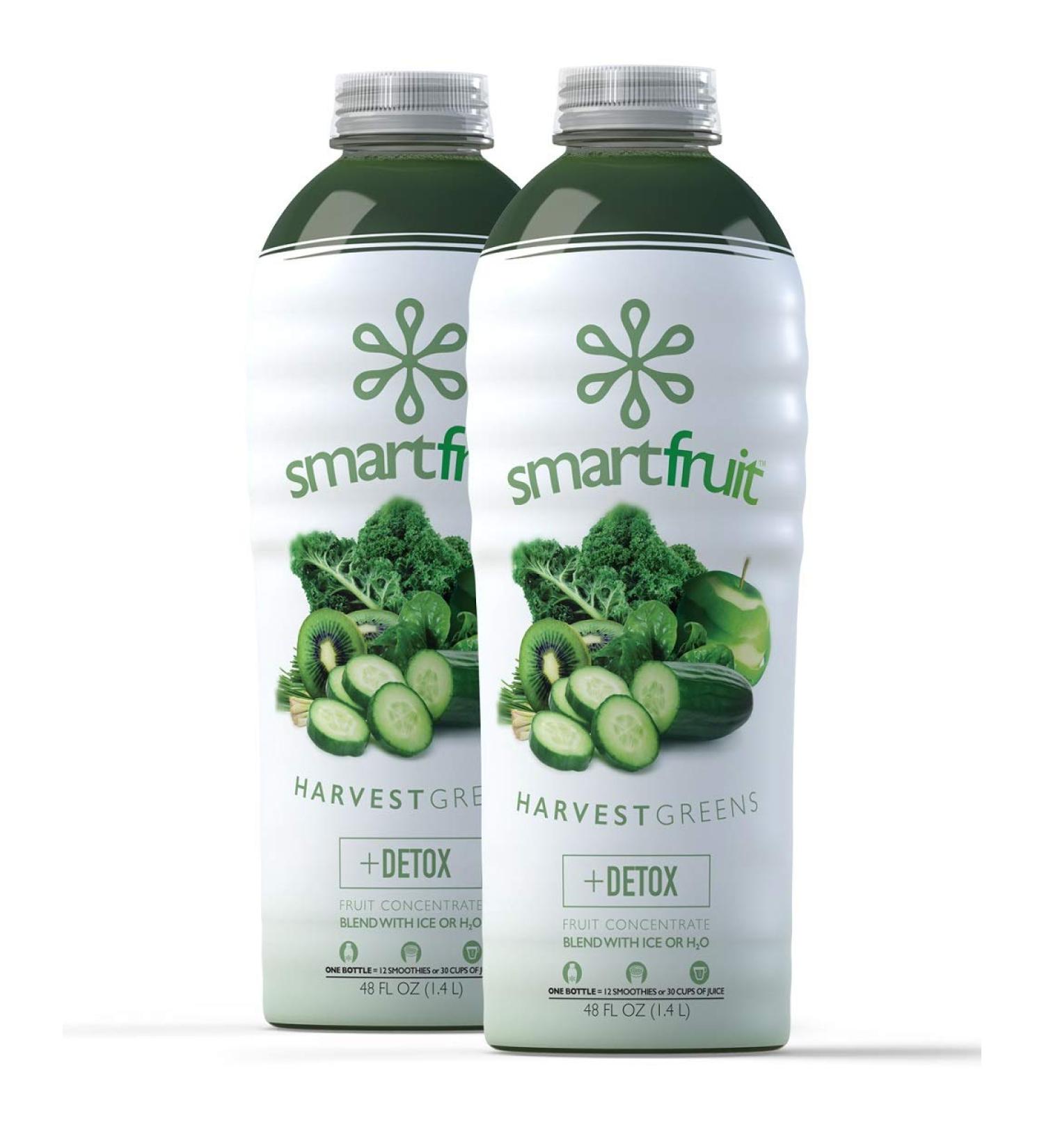Smartfruit Harvest Greens + Detox Smoothie Mix - 100% Real Fruit Pure, Non-GMO, Vegan - 48 Fl. Oz Family Size (2 Pack) - Buy Online on GoSupps.com