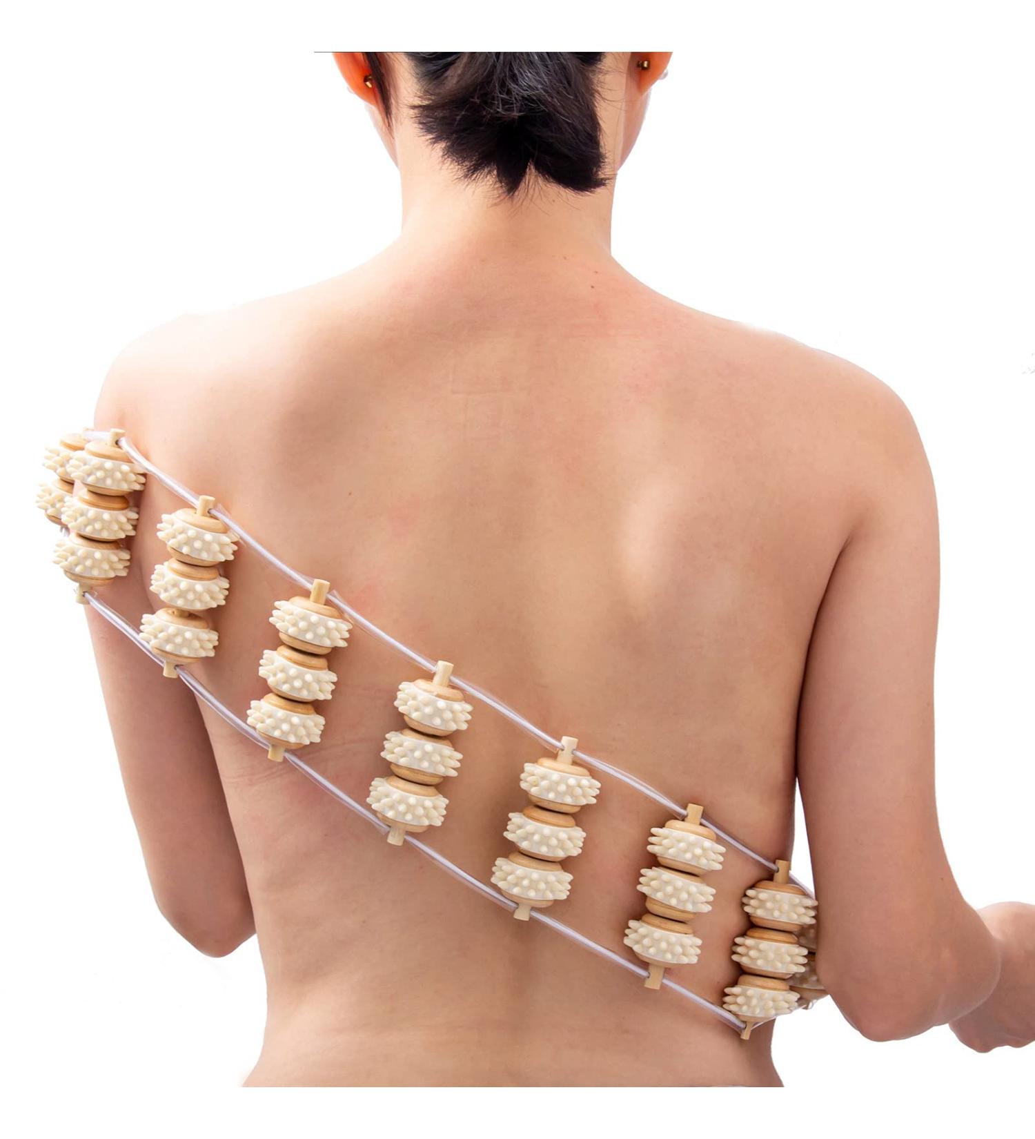 Wumimi Handmade Wood Back Massage Roller Tool - Anti Cellulite Lymphatic Drainage & Wood Therapy for Body Pain Relief - Trigger Point Wooden Roller Massage Rope - Buy Online on GoSupps.com
